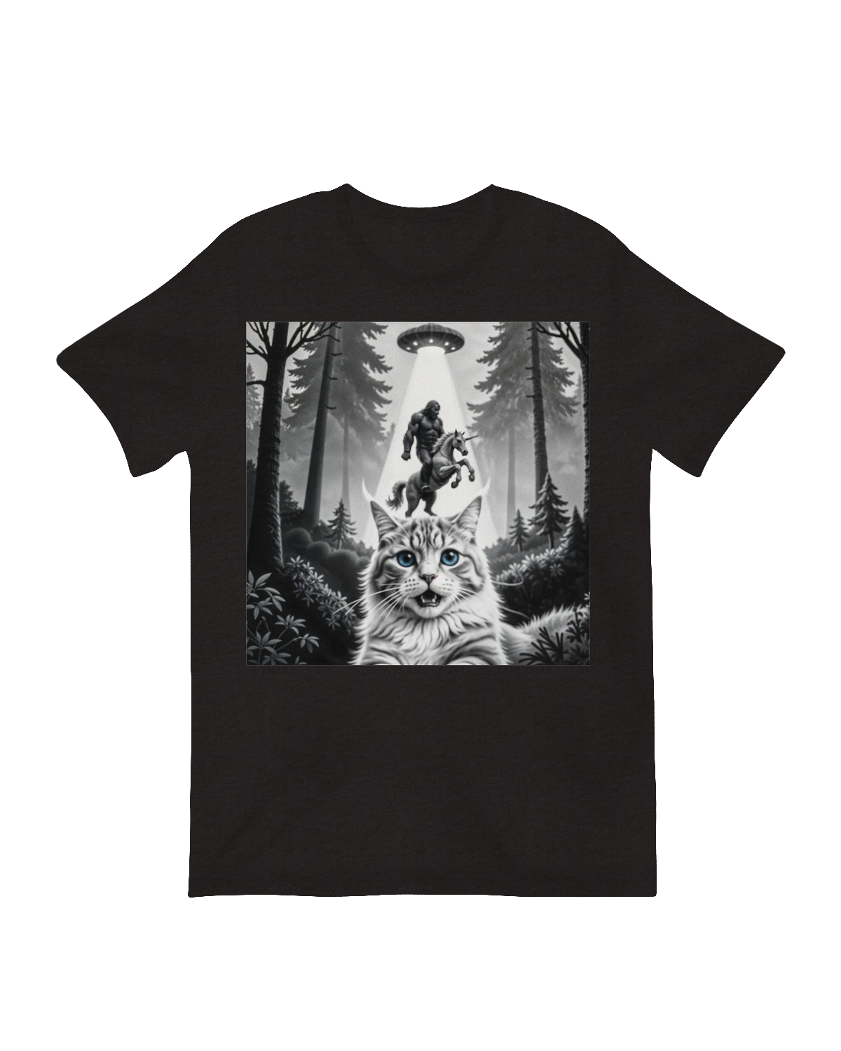 Cat with Bigfoot and Unicorn