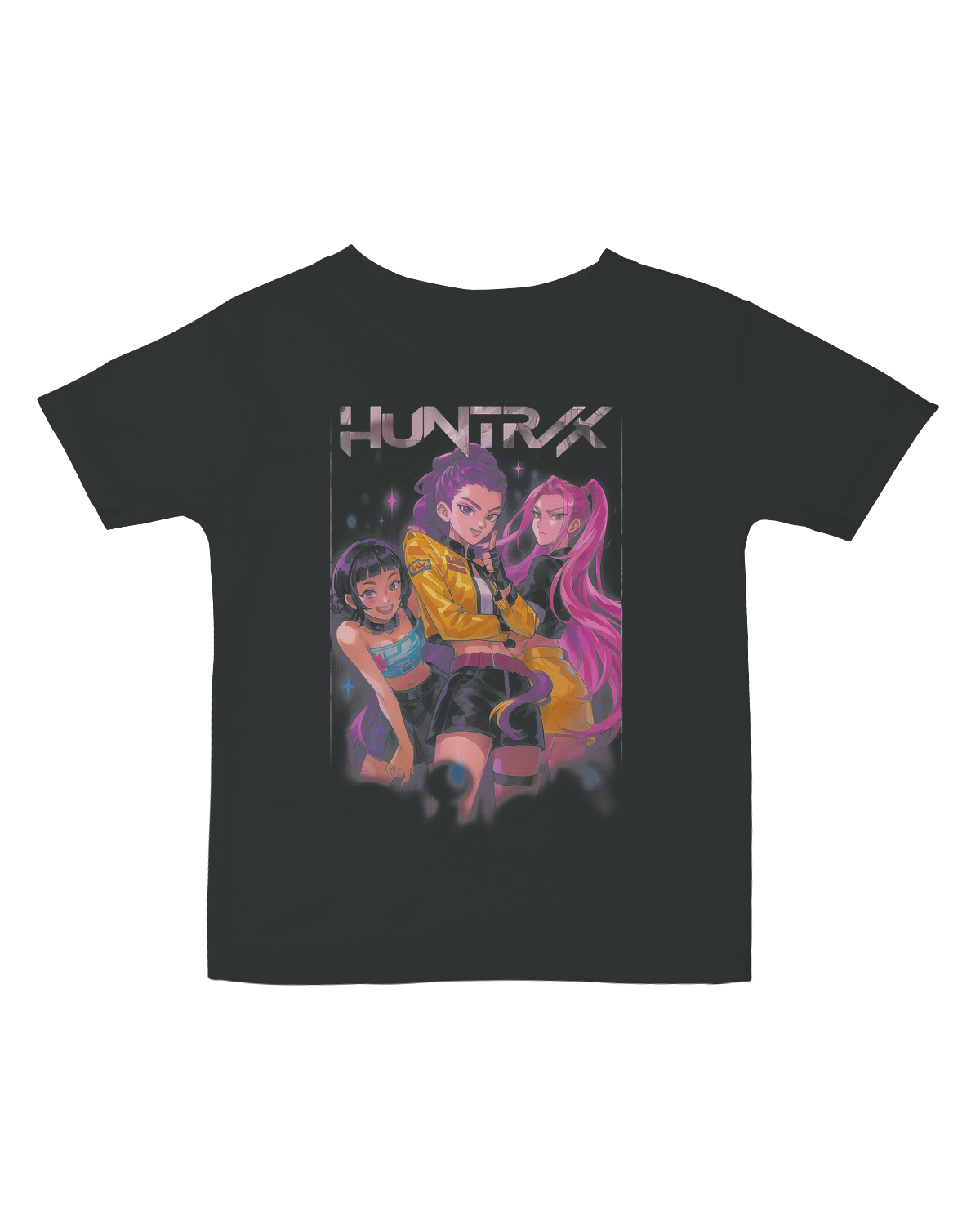 Active baby crawling in the KPop Demon Hunters raglan sleeve tee