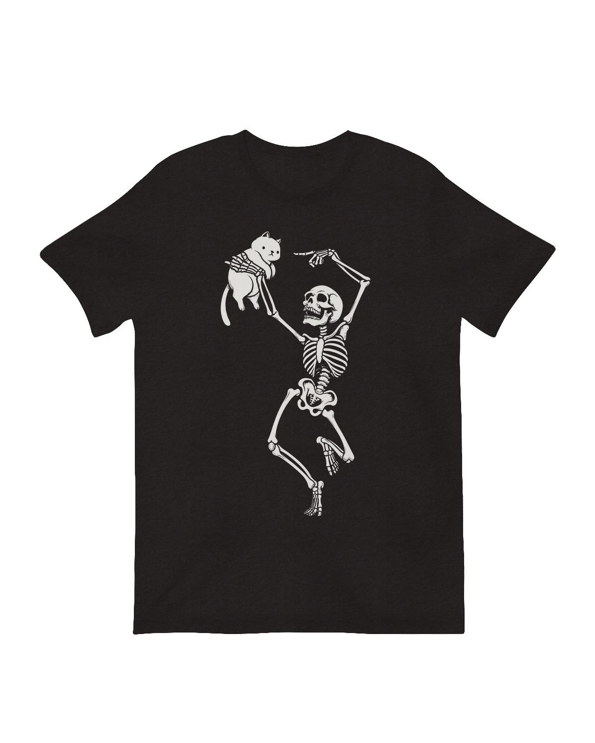 Close-up of the motion-activated Dancing Skeleton and Cat figurine with glowing details.