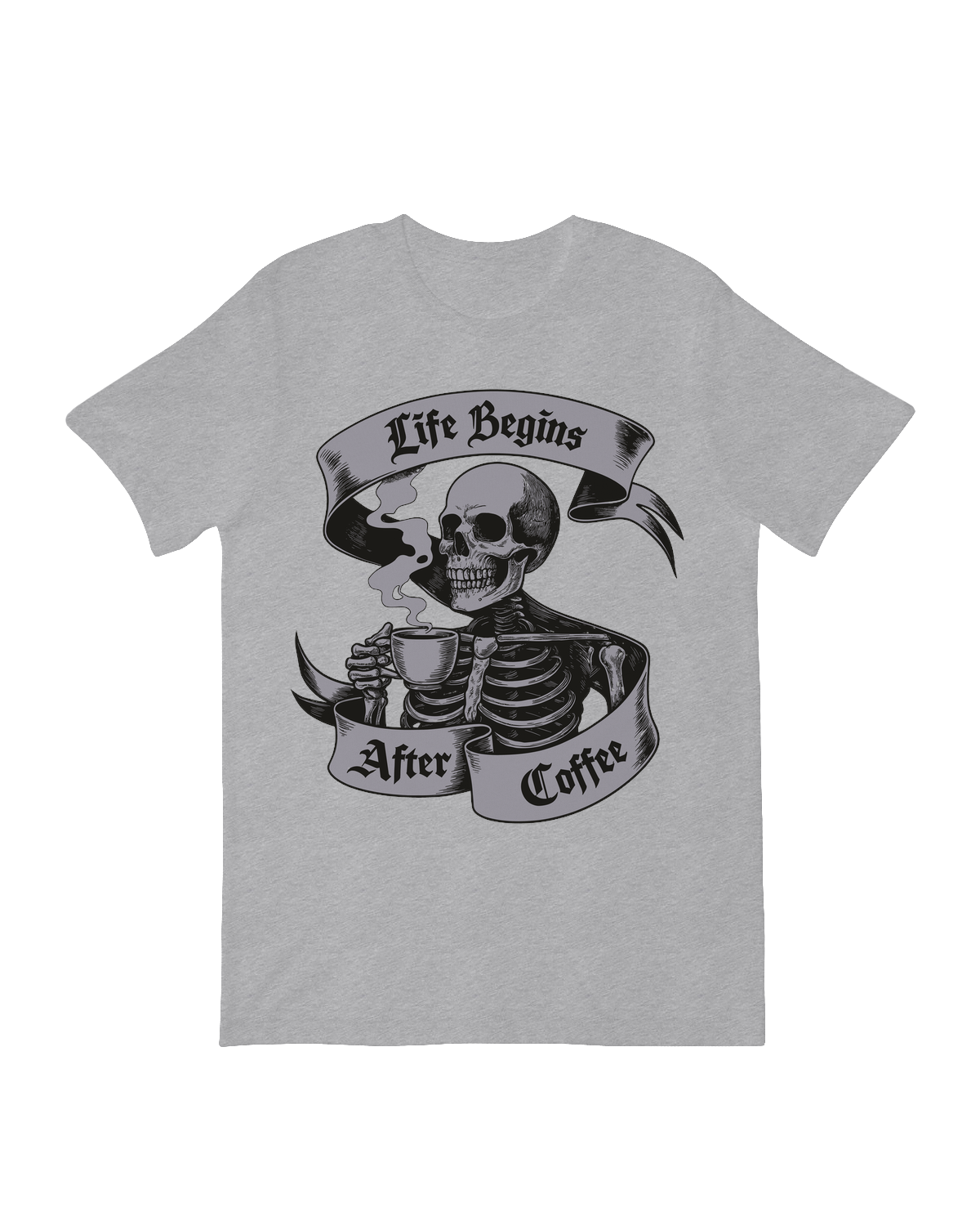 Coffee skeleton humor art print with beans