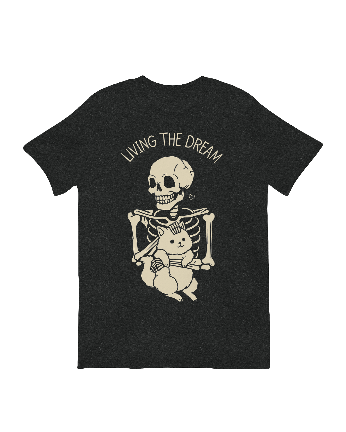 Living The Dream Skeleton Cat humorous art print