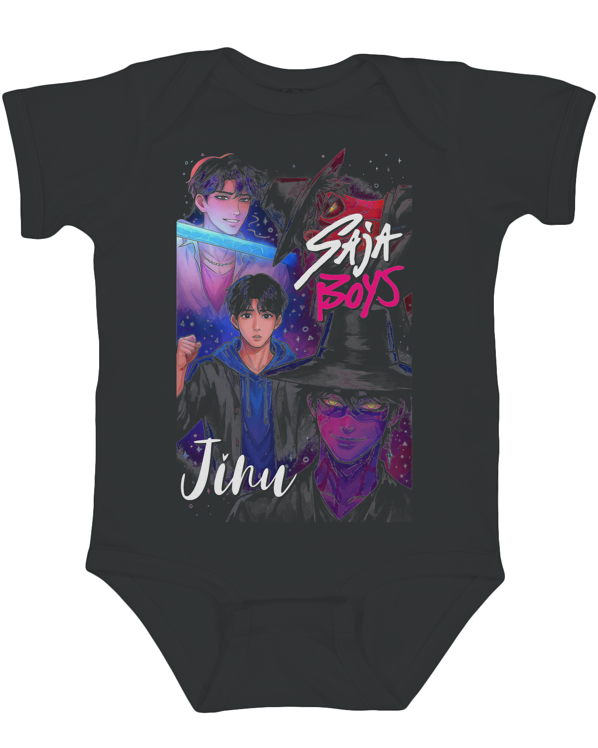 Official Jinu Kpop Infant Bodysuit Onesie on a baby