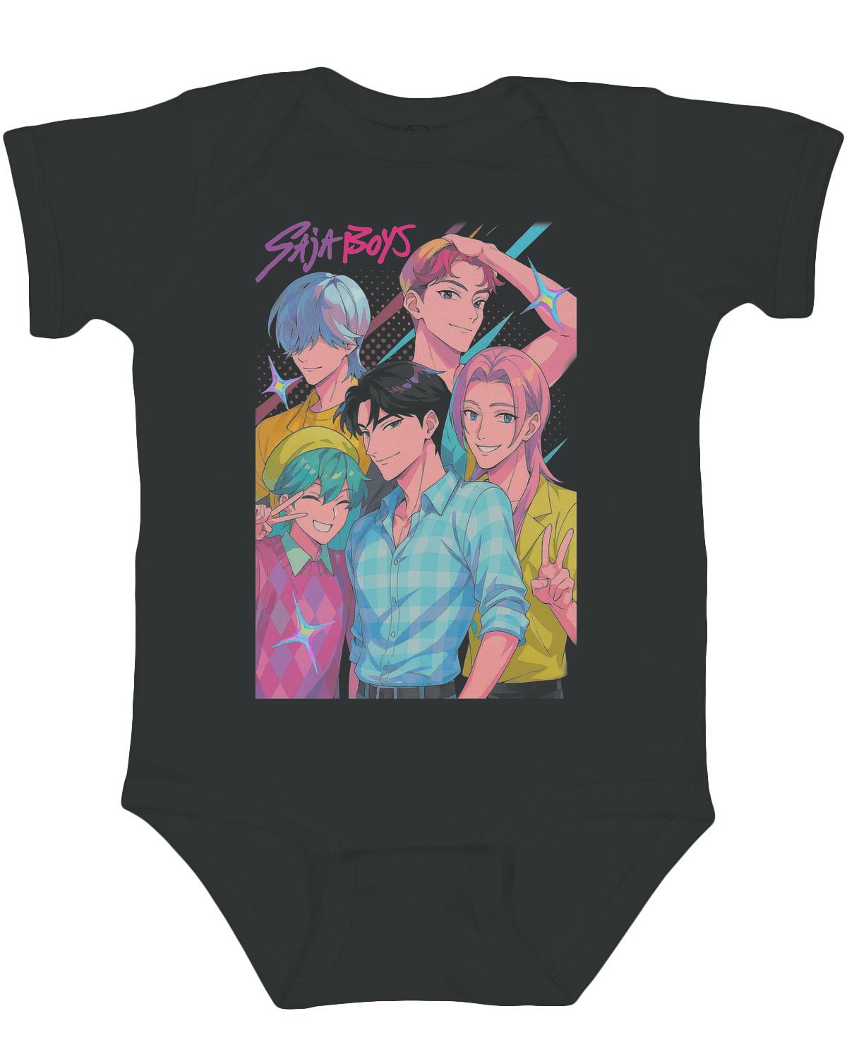 Parent and baby wearing matching KPop Demon Hunters outfits together