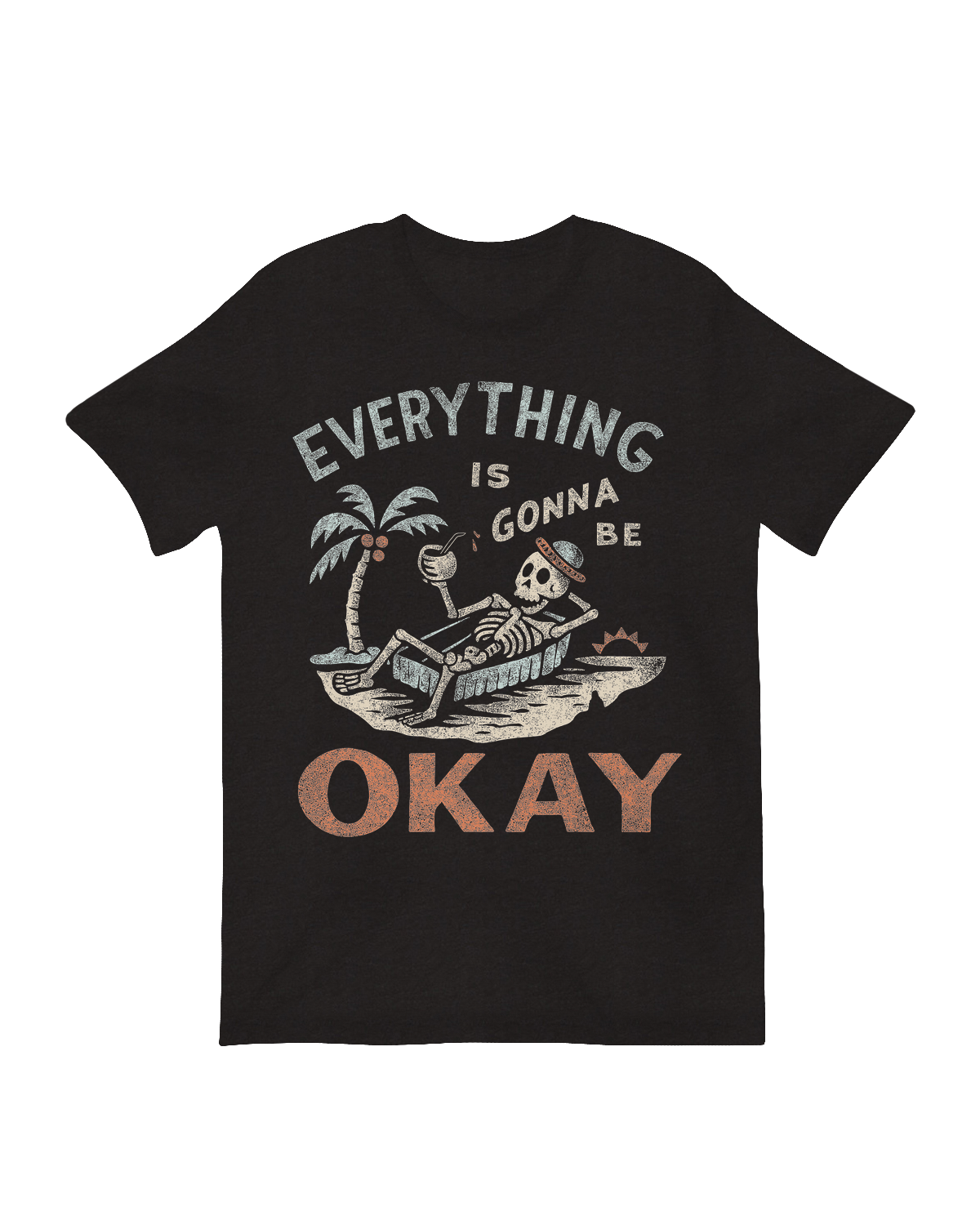 Relaxed skeleton on tropical island wall decor