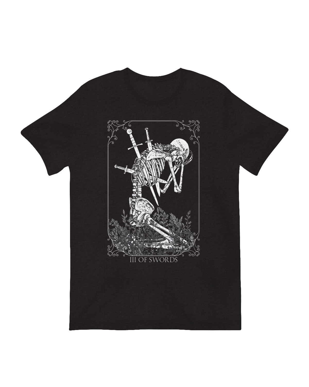 Three Of Swords Skeleton heartbreak tarot art print