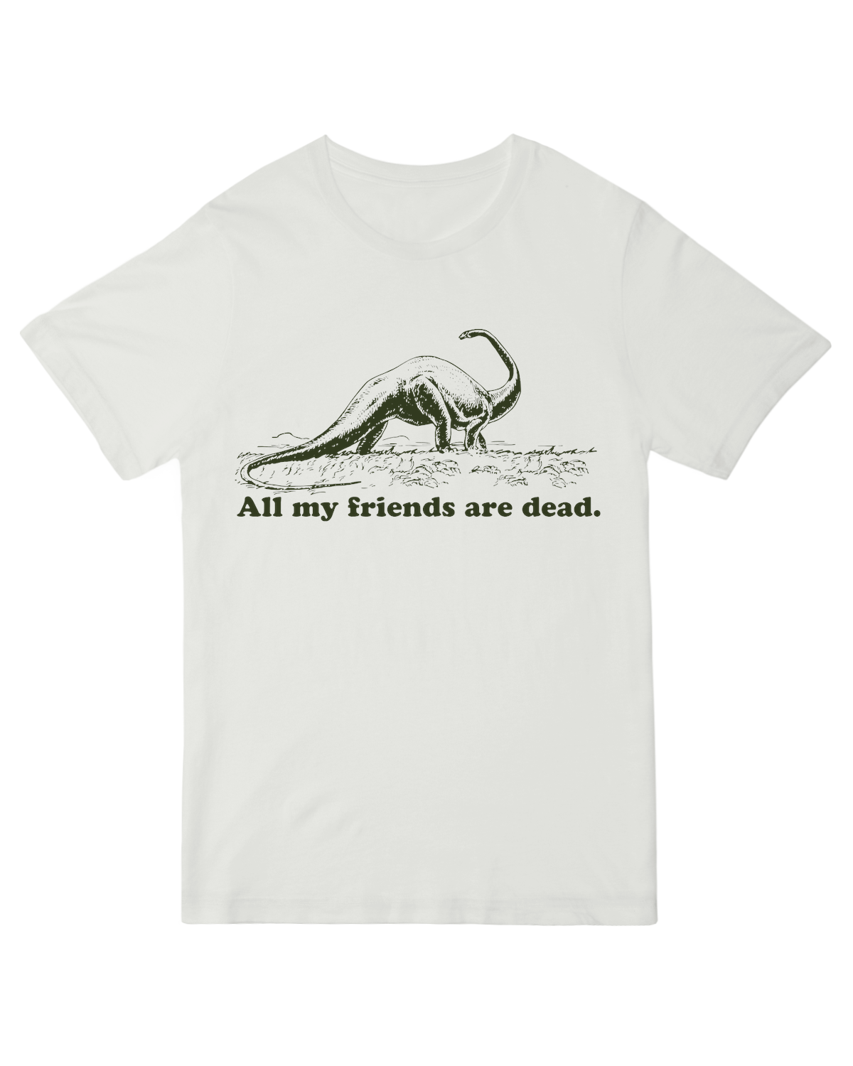 "Edgy ‘All My Friends Are Dead’ t-shirt, gothic humor apparel for metal and punk fans"