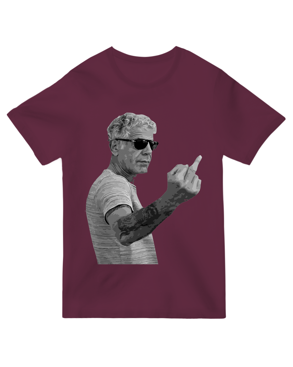 Anthony Bourdain official merchandise bundle featuring "Kitchen Confidential" book and chef-themed t-shirt