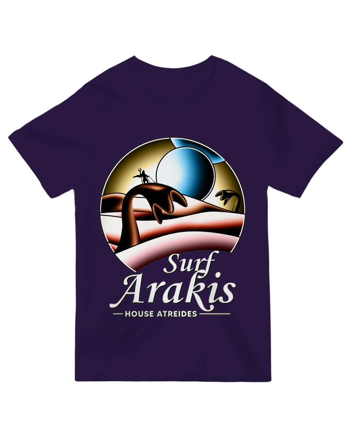 "Sand-colored 'Visit Arrakis' desert planet t-shirt - Dune-inspired sci-fi tee for book and movie fans"