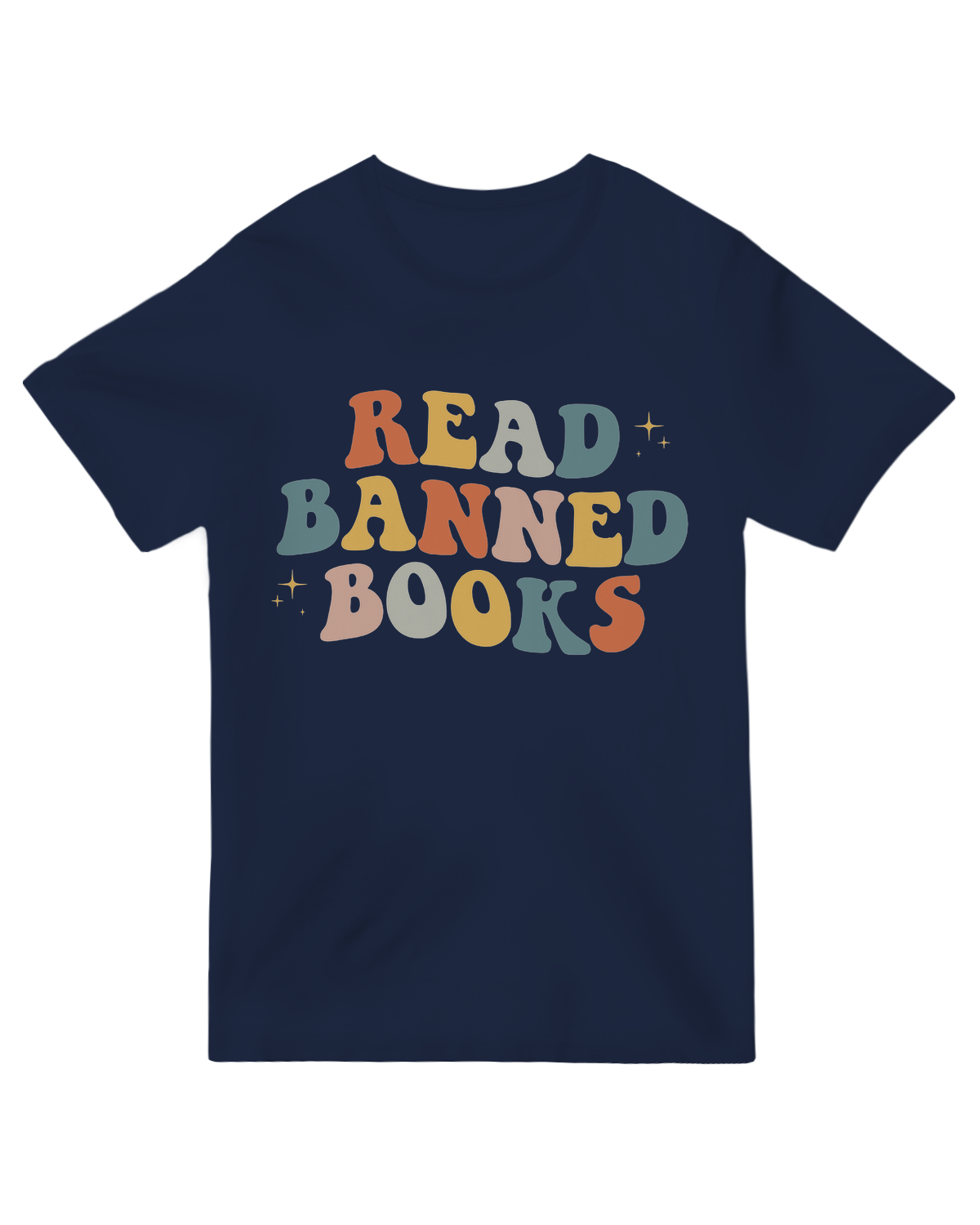 "Red 'READ BANNED BOOKS' protest t-shirt - intellectual freedom cotton tee for librarians & activists"