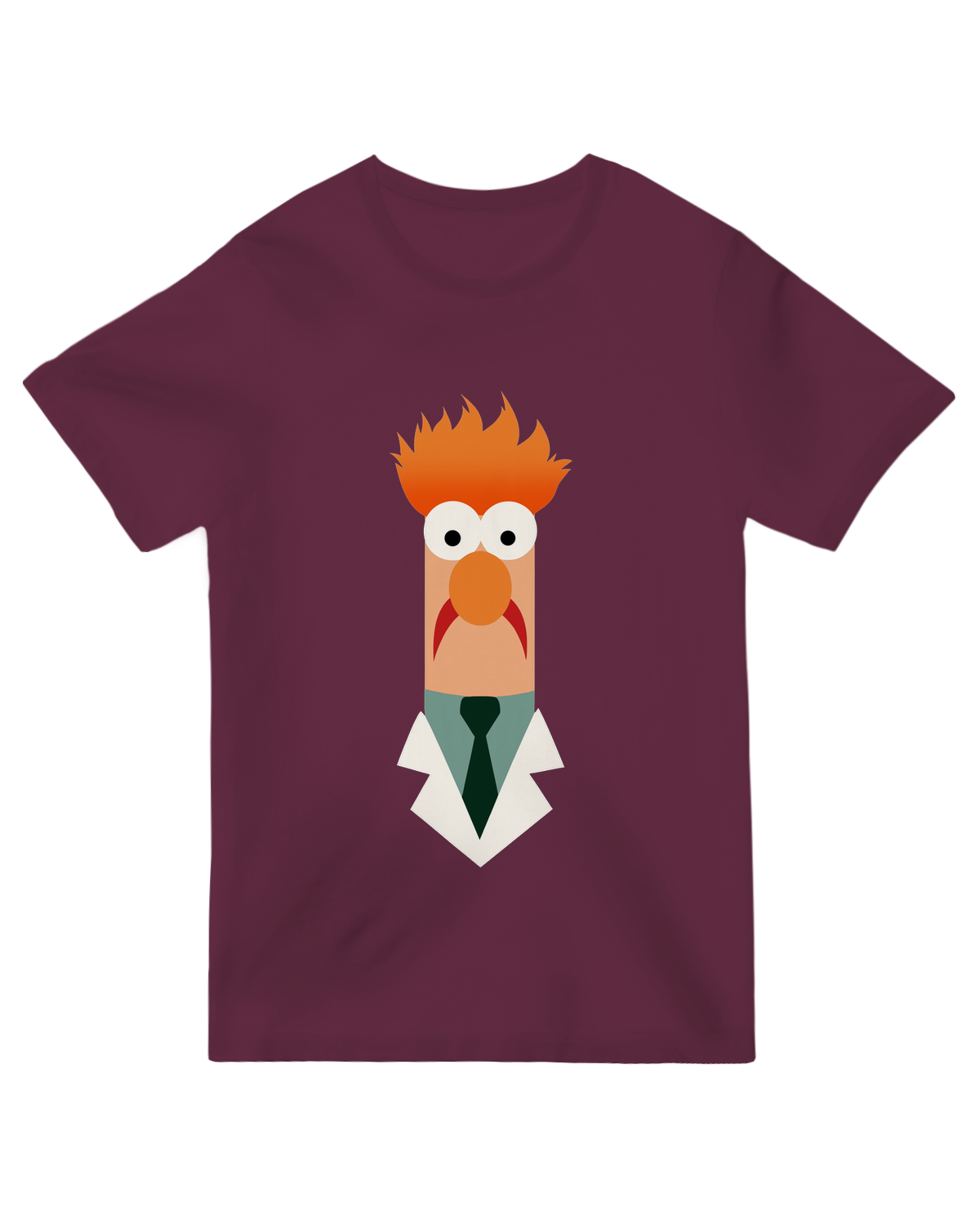 "Blue Beaker Muppet t-shirt with chemical explosion graphic and 'Meep!' text, worn with safety goggles and clipboard"