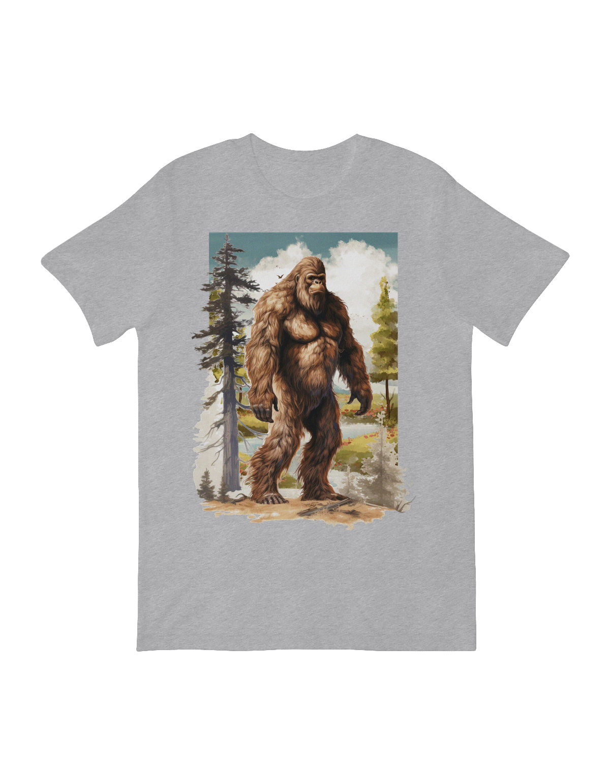 "Retro 70s-style Bigfoot vintage graphic t-shirt for cryptid and outdoor enthusiasts"