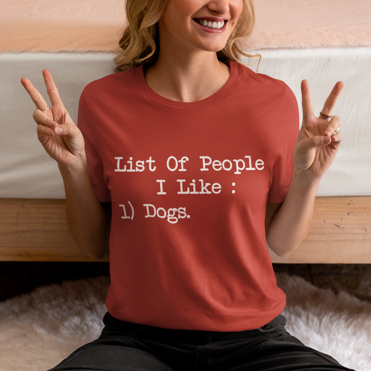 "White minimalist 'List Of People I Like' t-shirt with blank graphic - sarcastic cotton tee for introverts and humor lovers"