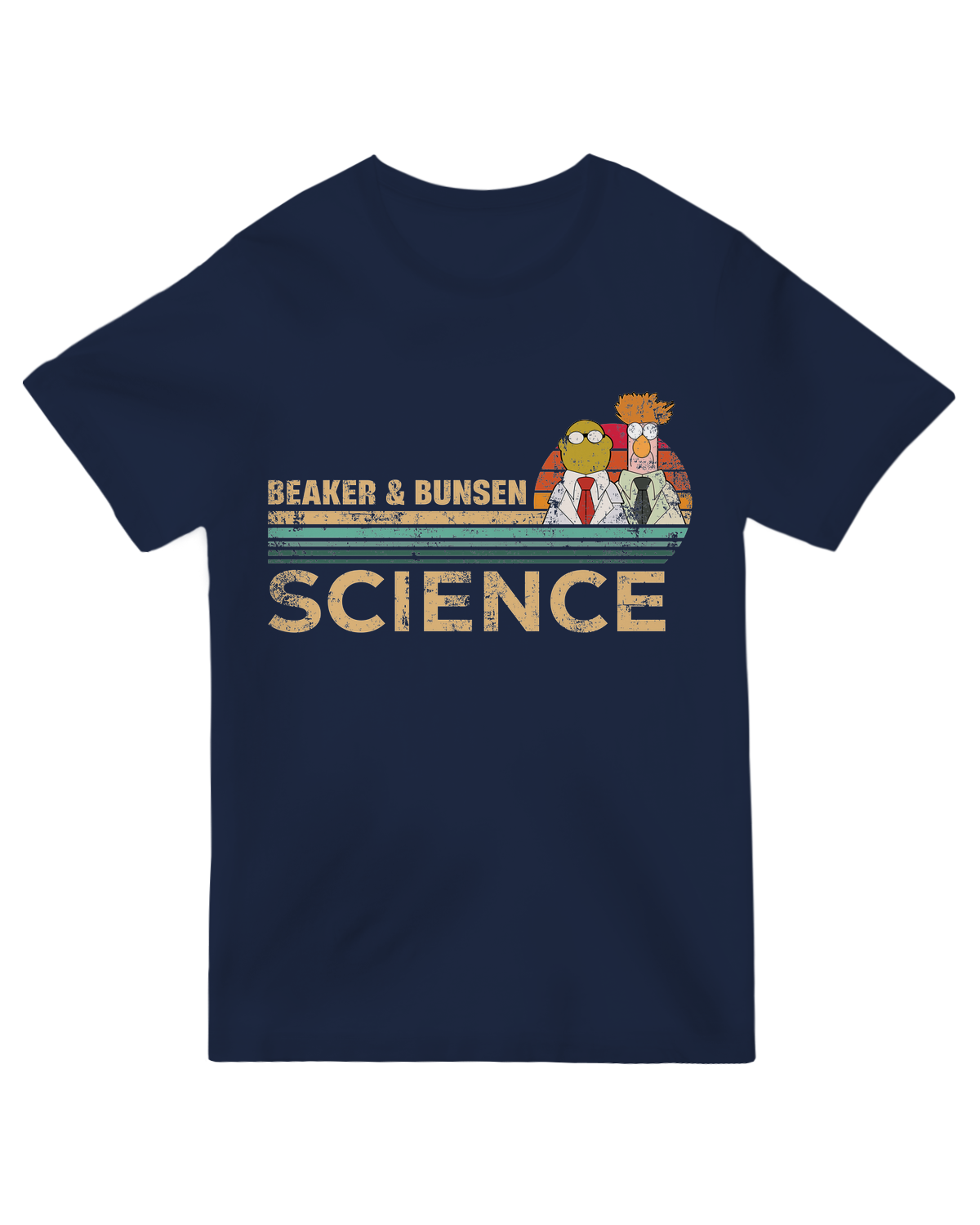 "Teal science humor t-shirt with Bunsen & Beaker-inspired lab graphic - cotton tee for chemistry teachers and 80s kids"