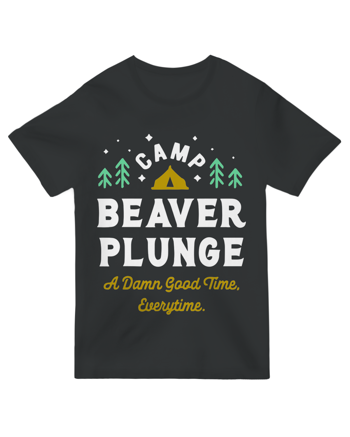 Camp Beaver Plunge unisex camping t-shirt with humorous beaver graphic - lightweight quick-dry fabric