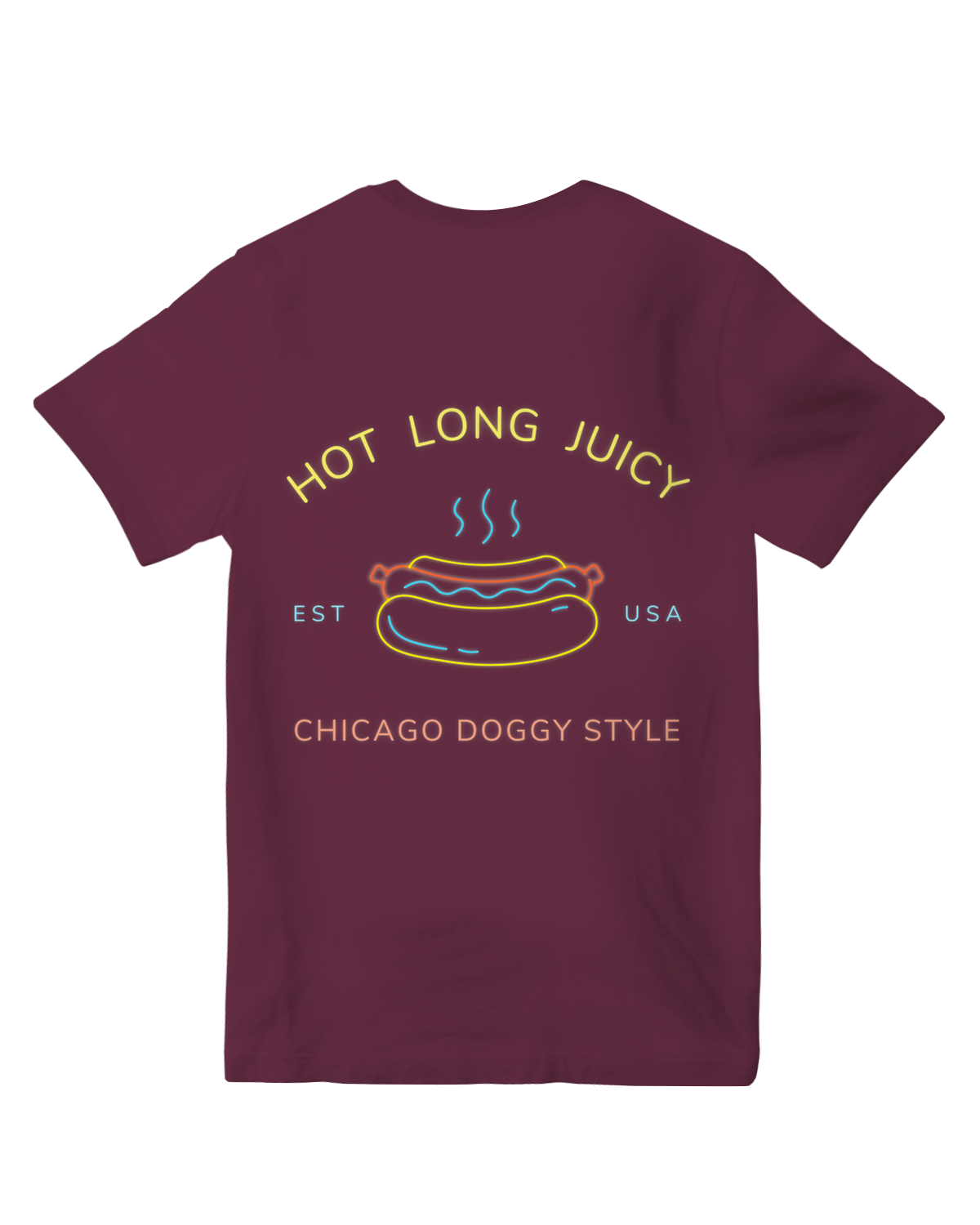 "Chi-town Dog" T-Shirt – A tribute to the legendary Chicago-style hot dog, perfect for food lovers and Windy City enthusiasts.
