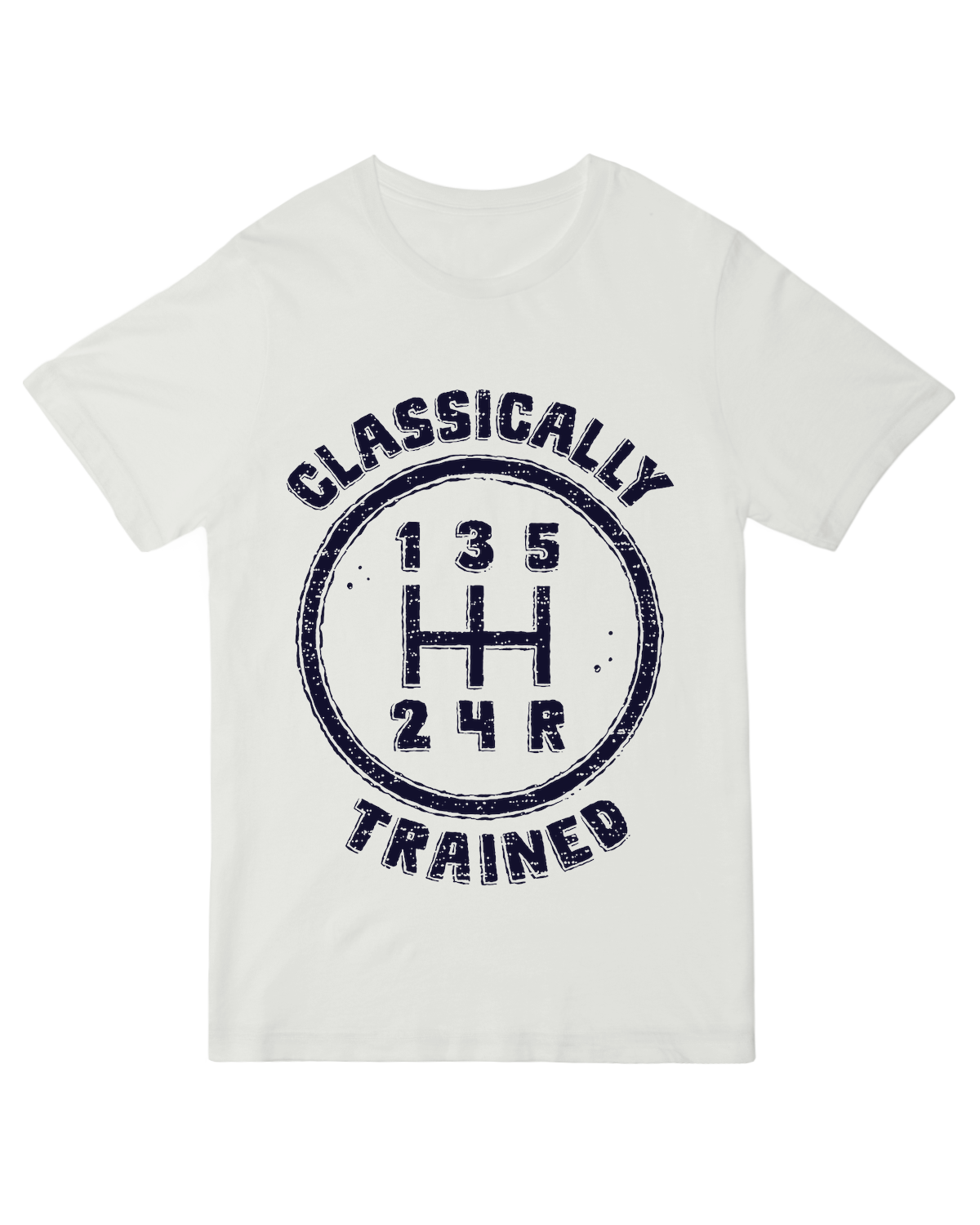 "Vintage-style 'Classically Trained' graphic t-shirt with distressed text on soft premium cotton"
