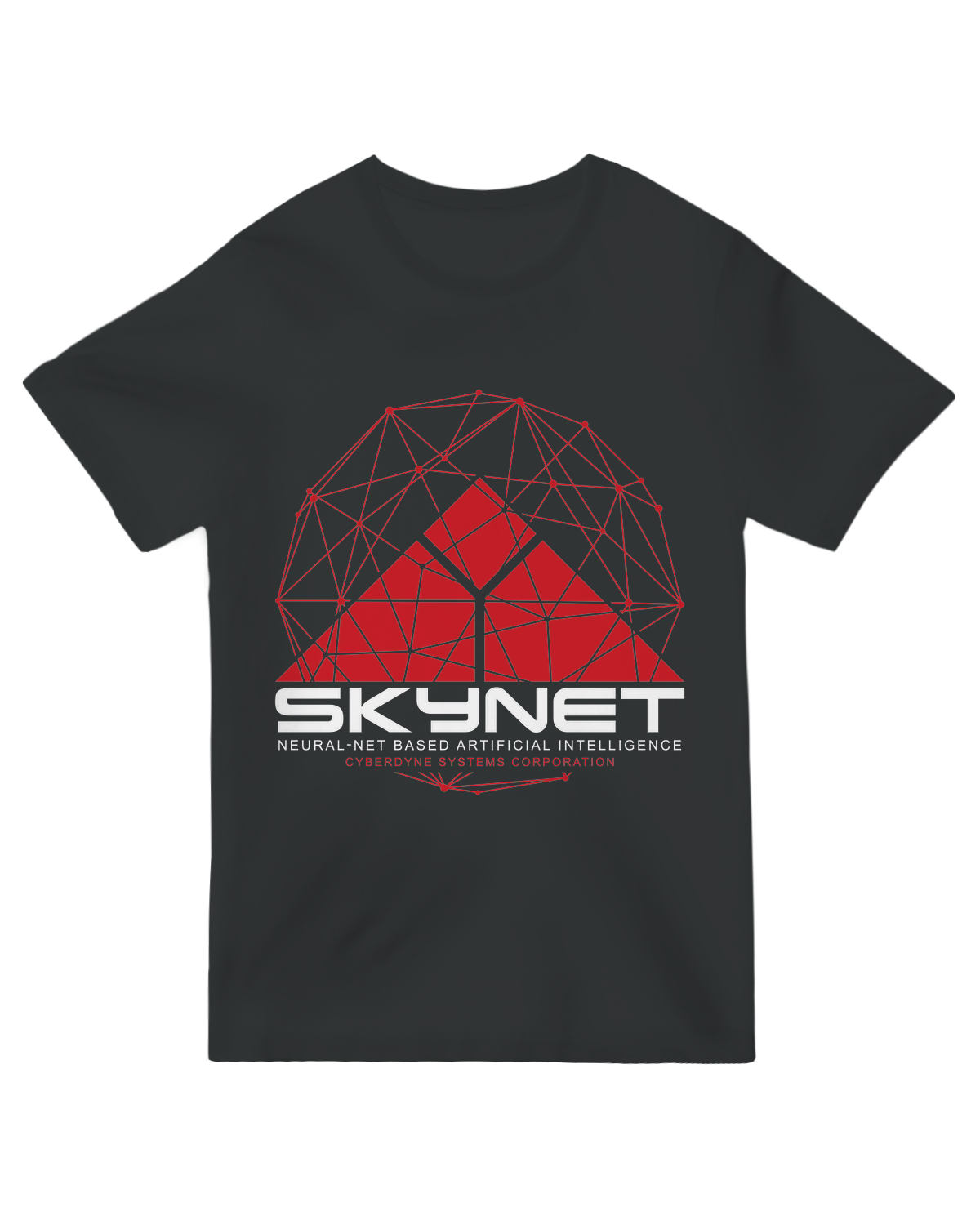 "Black 'Cyberdyne Systems' dystopian tech t-shirt - Terminator-inspired cotton tee for AI ethics fans"