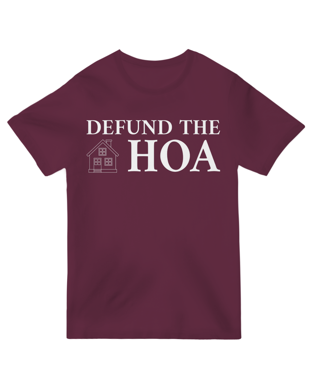 "Black 'Defund the HOA' protest t-shirt for homeowners and neighborhood activists"