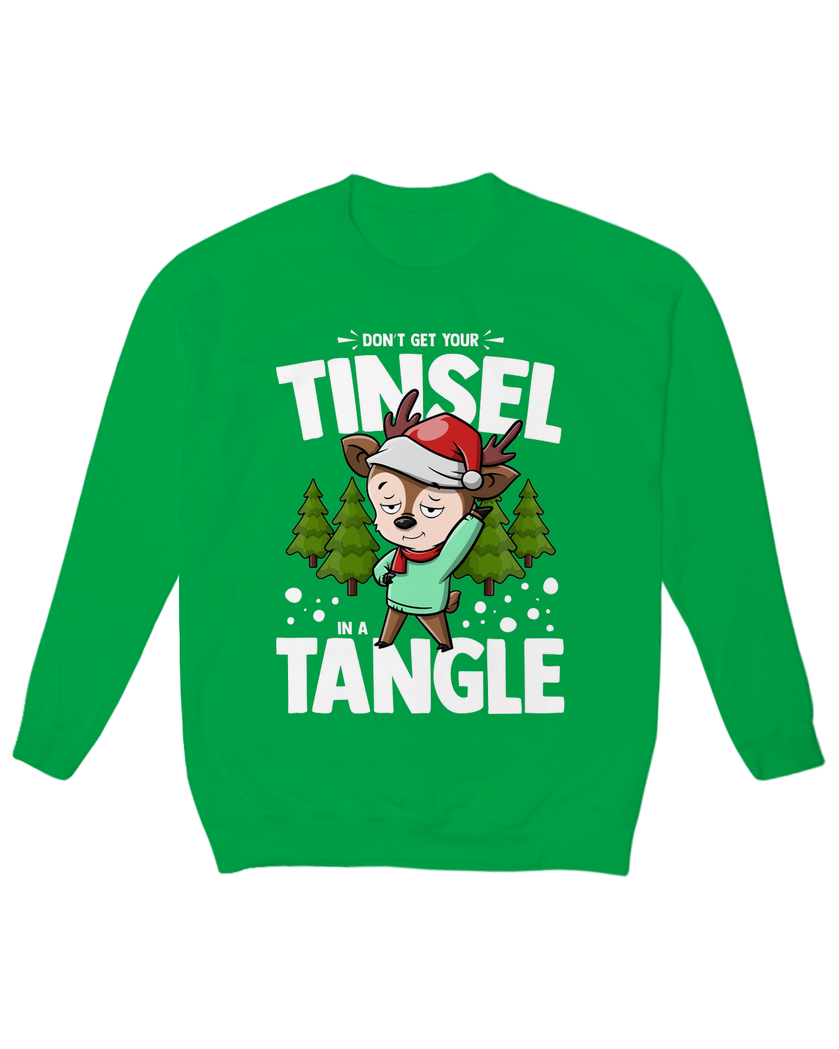 "Don’t Get Your Tinsel in a Tangle" funny Christmas fleece crewneck – holiday stress relief sweatshirt