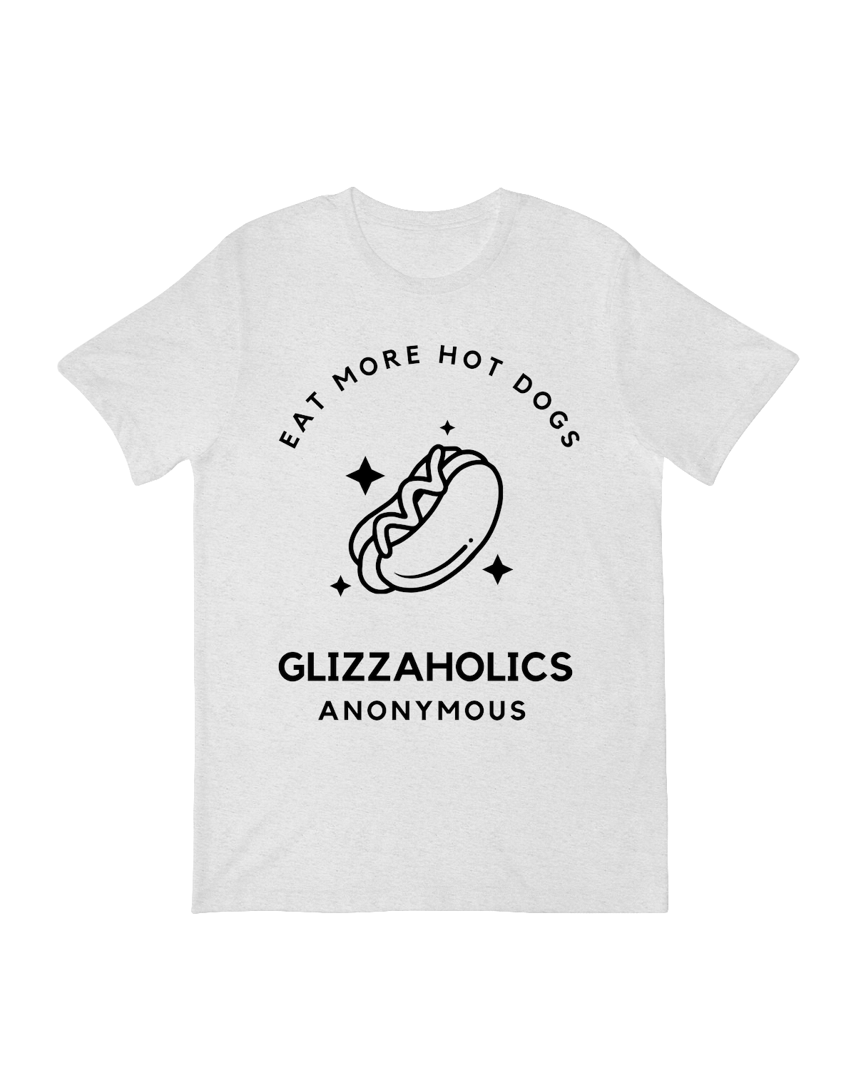 "Eat More Hot Dogs funny t-shirt - BBQ and baseball fan apparel for hot dog lovers"