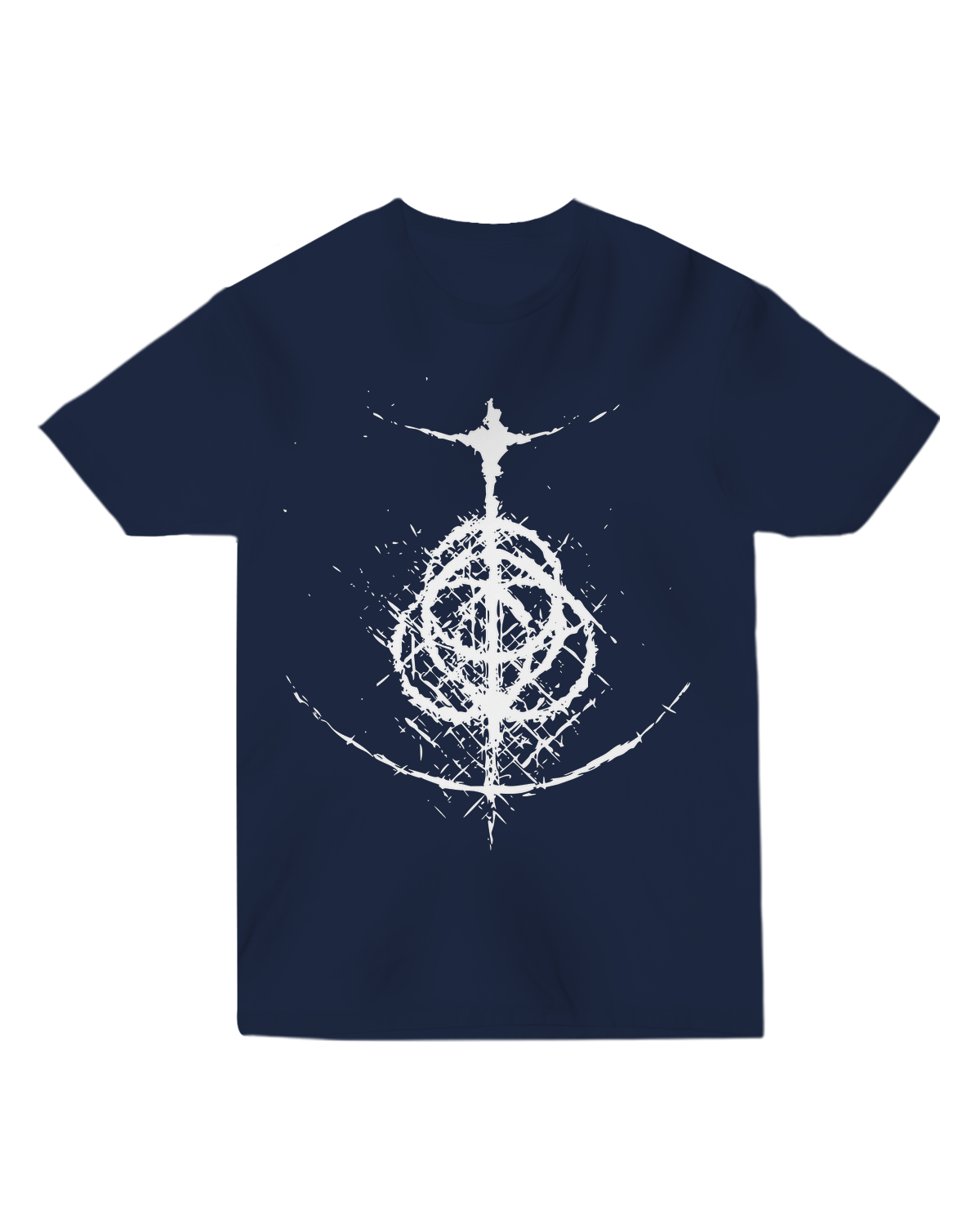 "Official Elden Ring t-shirt featuring the Erdtree symbol, worn with gaming headset and controller"