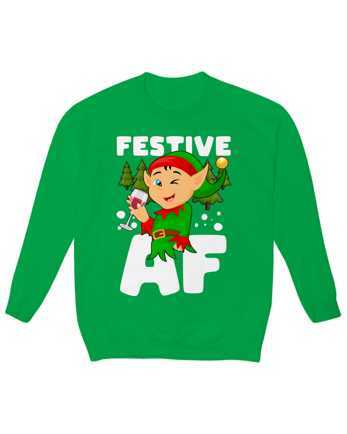 "Festive AF" bold Christmas fleece crewneck sweatshirt - funny adult holiday party apparel