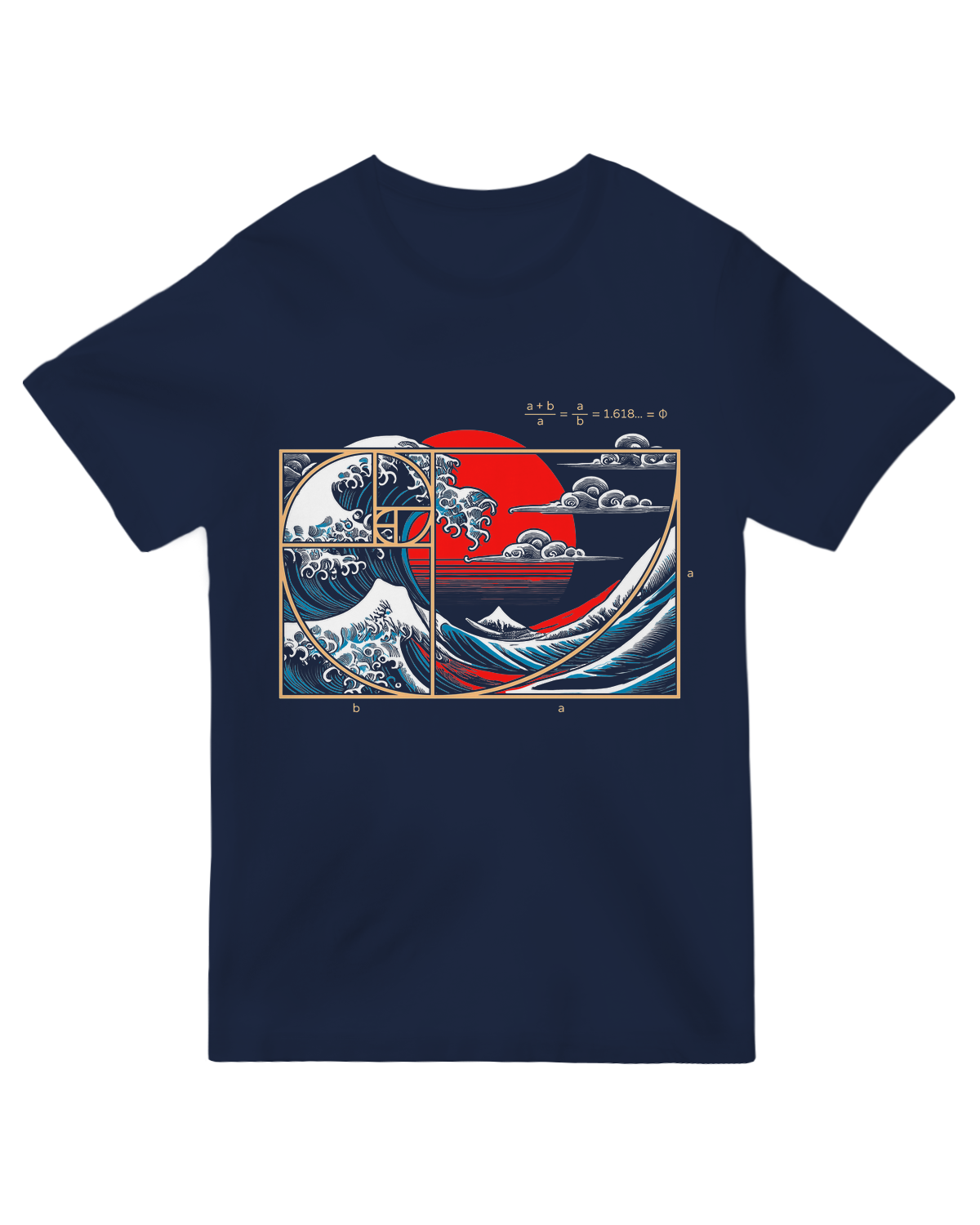 "Ecru Fibonacci sequence t-shirt with spiral wave graphic - golden ratio cotton tee for math and science enthusiasts"