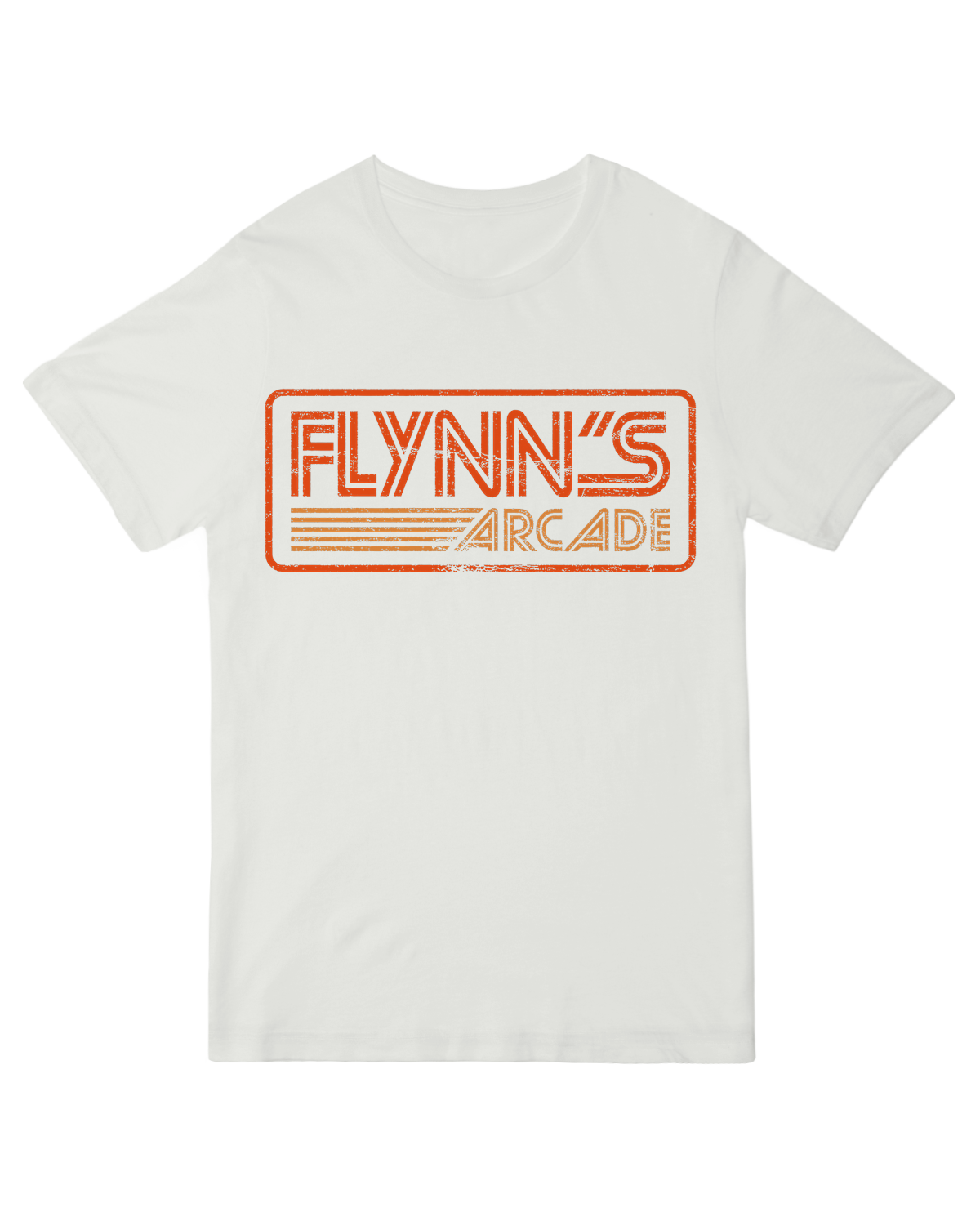 "Heather gray 80s retro t-shirt with Flynn's Arcade vintage logo - classic video game nostalgia tee for Tron fans"