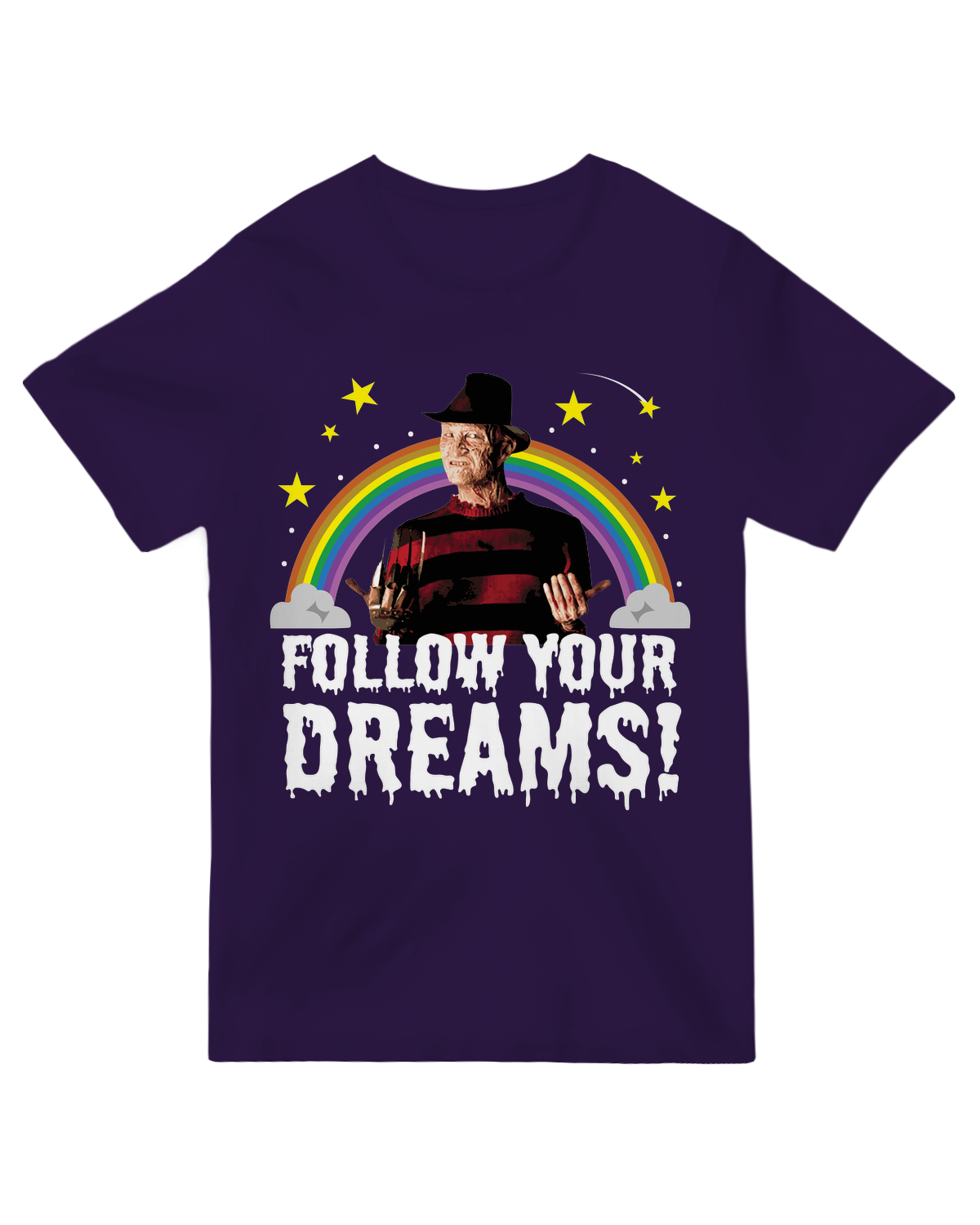 "Follow Your Dreams" black cotton t-shirt with inspirational quote – unisex motivational apparel