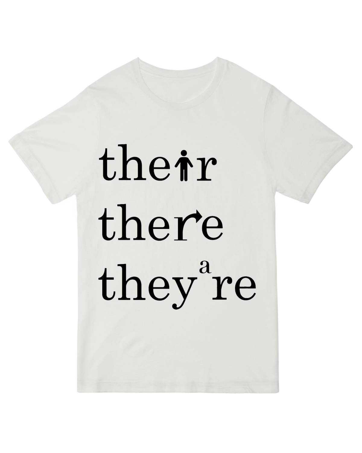"Navy grammar humor t-shirt with "There Their They're" text - perfect gift for English teachers & writers"
