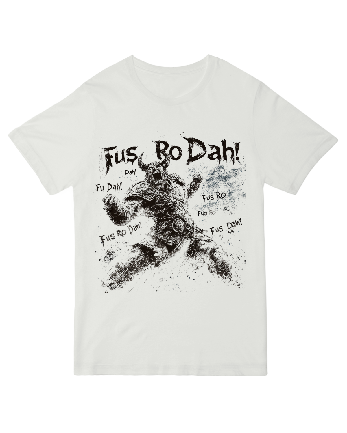 "Fus Ro Dah!" Skyrim shout t-shirt with dragon language design – unisex gamer apparel for Elder Scrolls fans