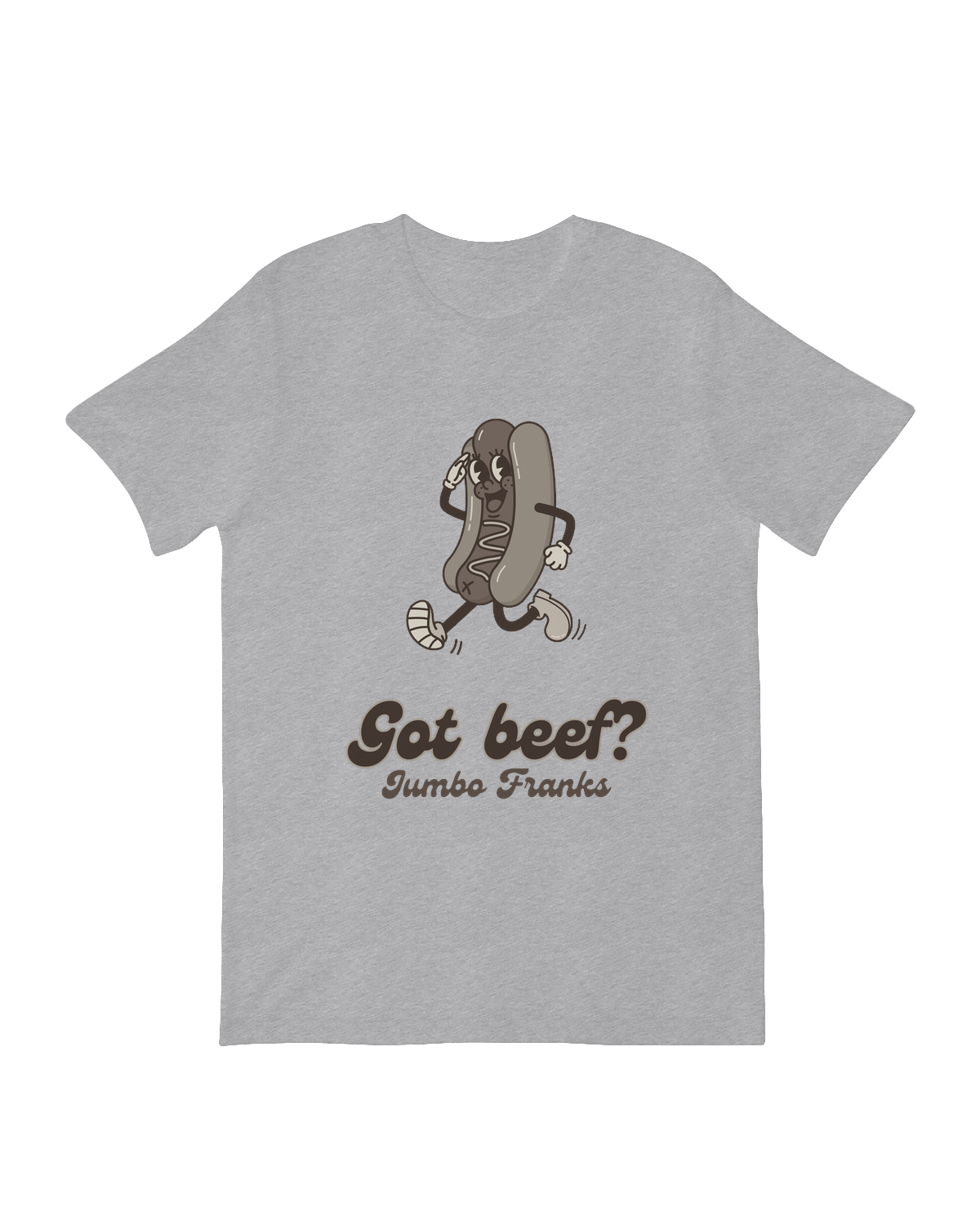 "Got Beef? Jumbo Franks oversized hot dog shirt - Funny BBQ meme apparel for grill masters and food meme lovers"