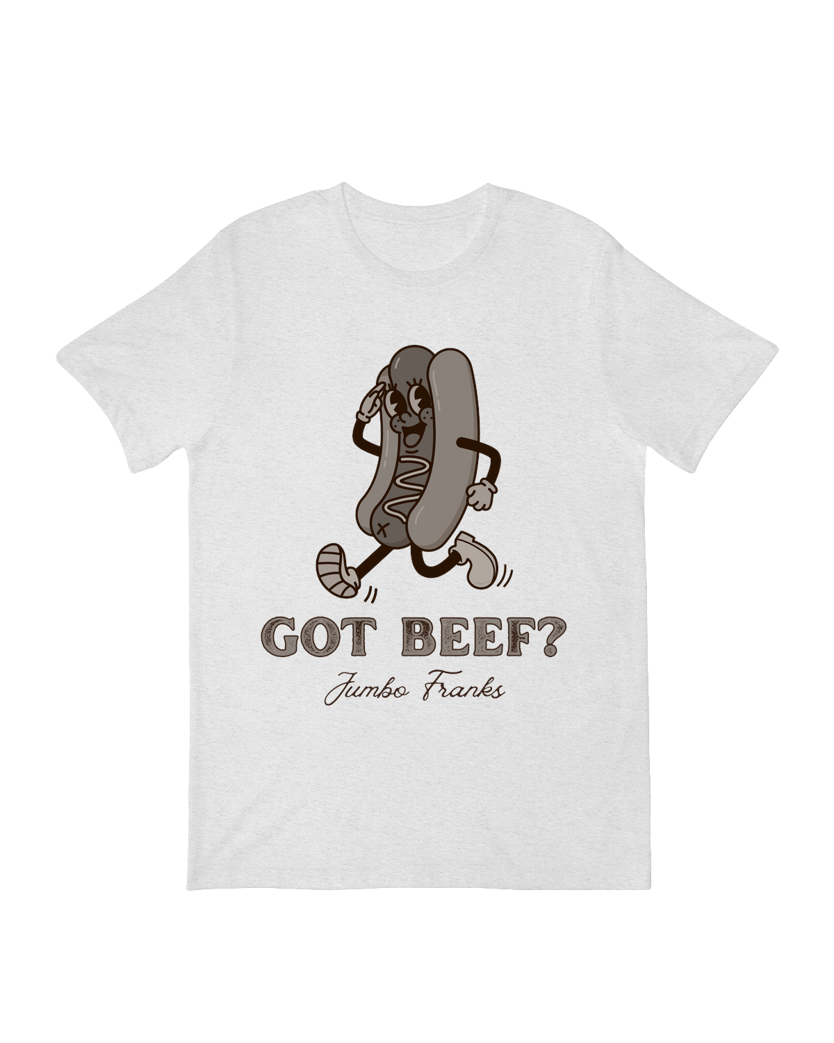 "Got Beef? Jumbo Franks meme shirt - Oversized hot dog design for BBQ lovers and meat enthusiasts"