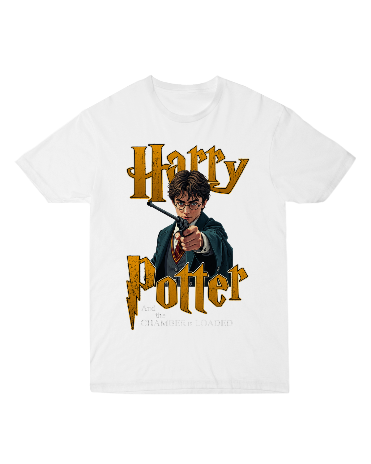 "Burgundy Hogwarts-inspired t-shirt with minimalist golden snitch design, modeled with vintage books for magical academia aesthetic"