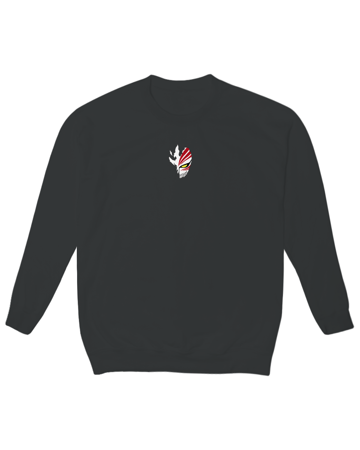 Hollow Mask crew neck sweatshirt in charcoal – Bleach anime apparel with Ichigo’s transformation design