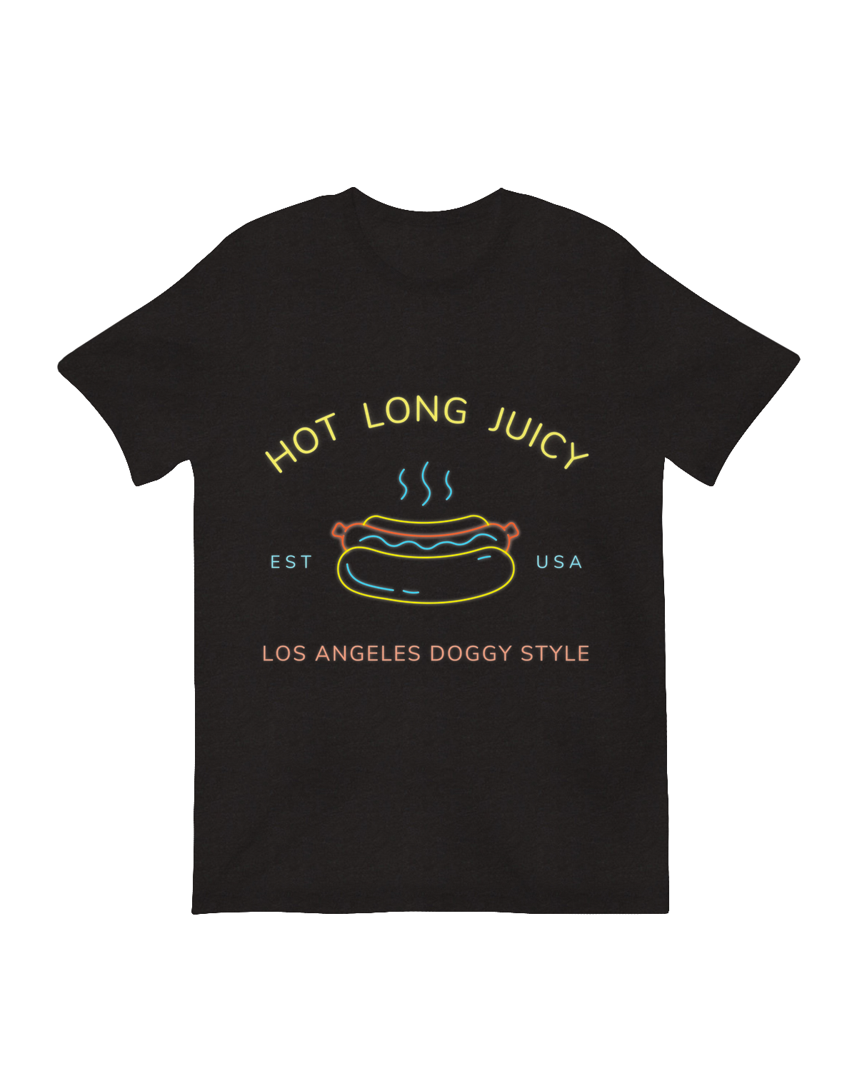 "Hot Long Juicy Los Angeles t-shirt - LA street food inspired apparel with vibrant design"