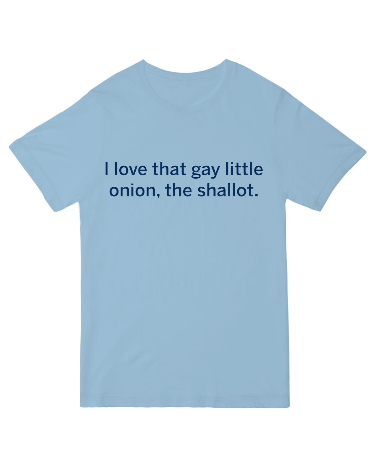 "Funny 'I Love That Little Onion' printed t-shirt – soft cotton graphic tee for vegetable lovers"