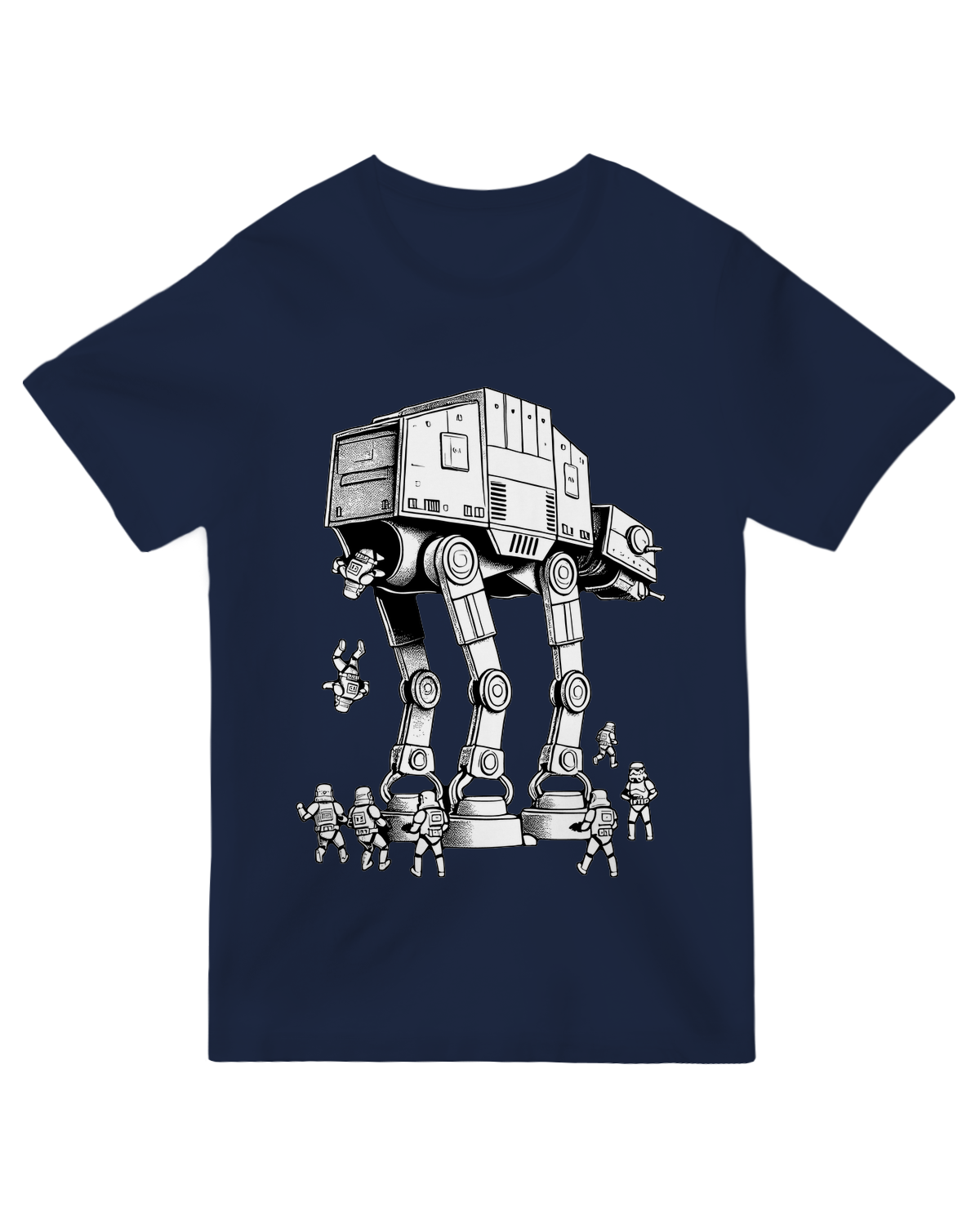 "Gray vintage Imperial Walker graphic tee - Star Wars-inspired AT-AT design for sci-fi fans"