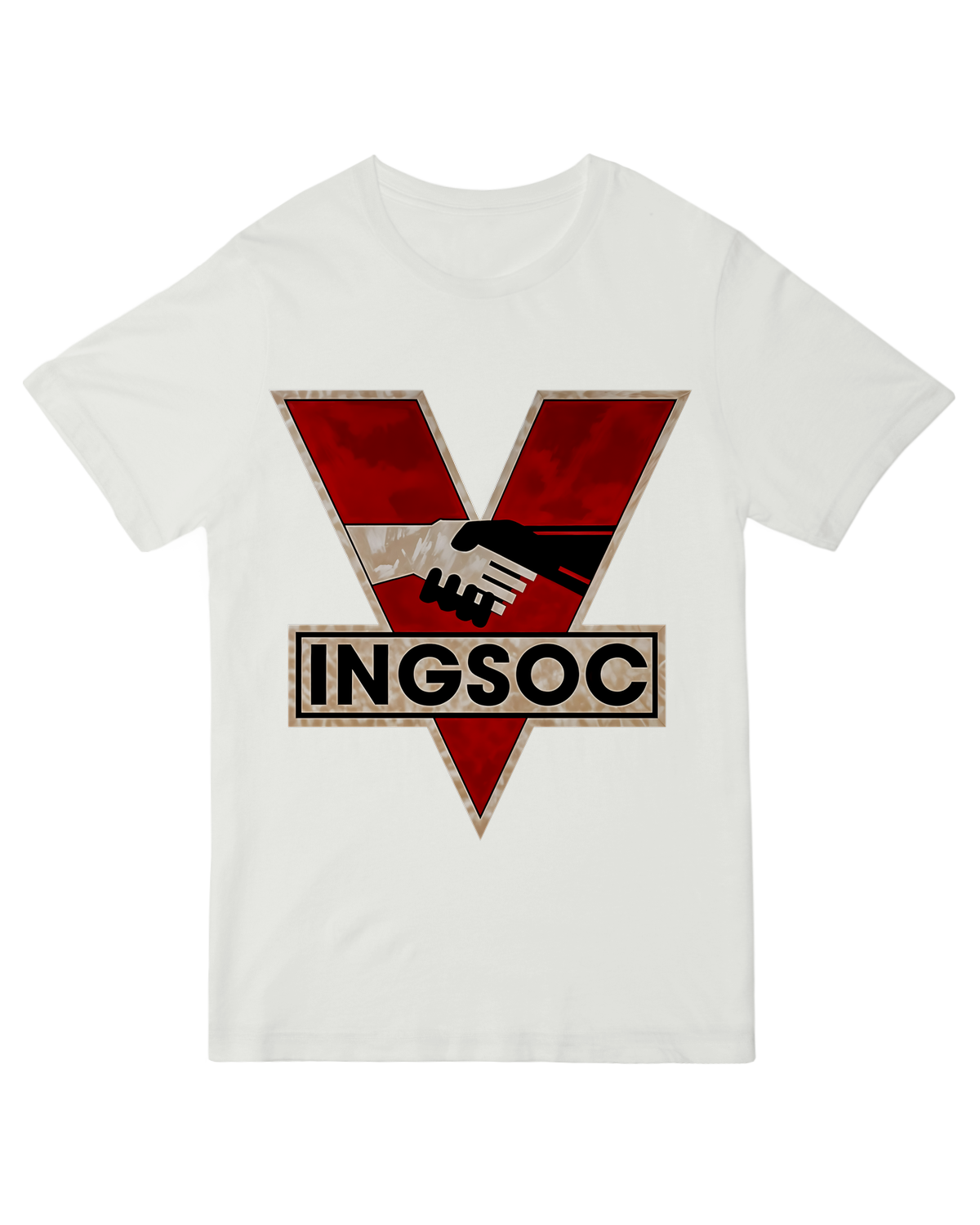 "Black INGSOC t-shirt with 1984 Big Brother dystopian novel design - unisex cotton graphic tee"