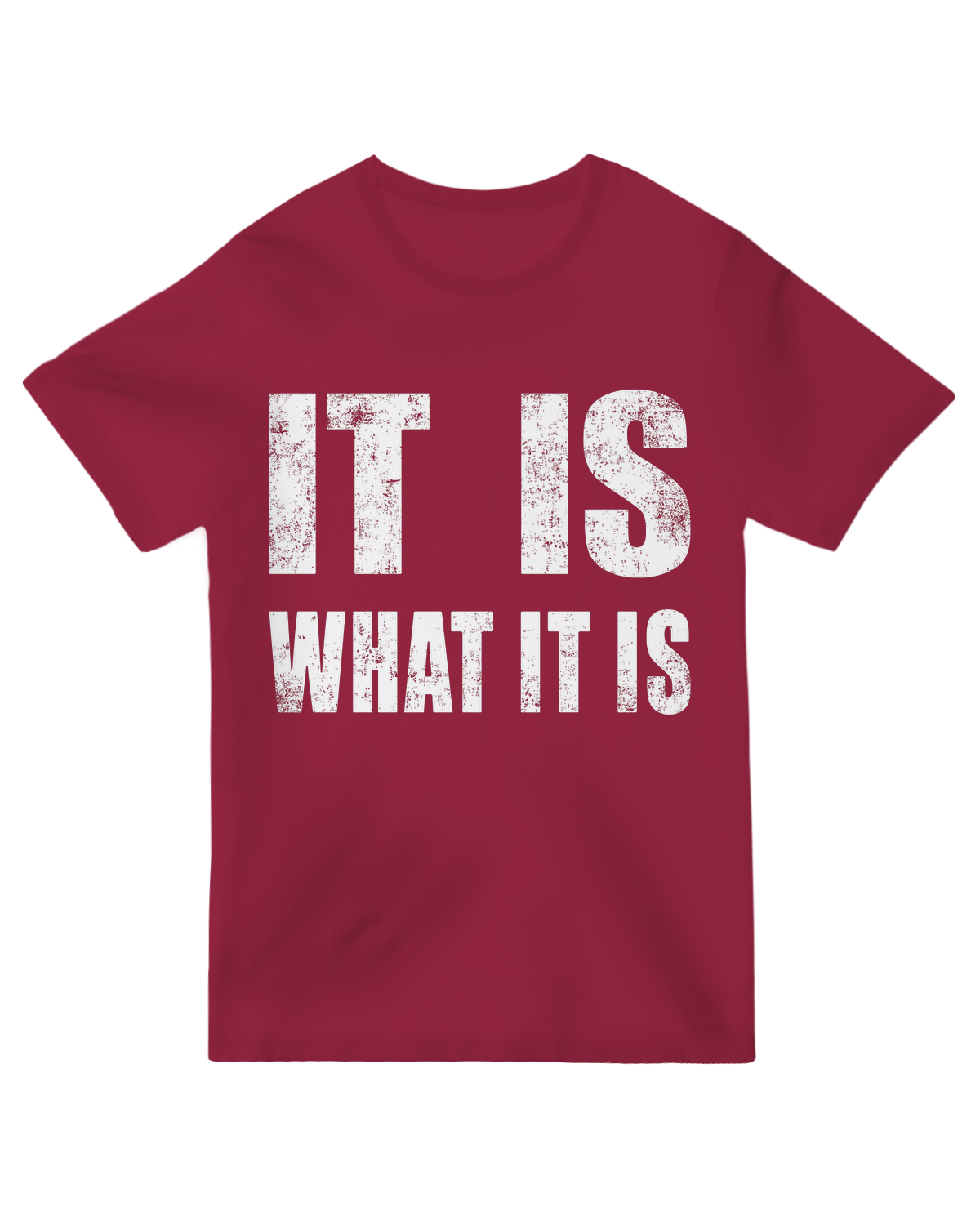 "Black minimalist ‘It Is What It Is’ text t-shirt on soft cotton, sarcastic humor and philosophy apparel"
