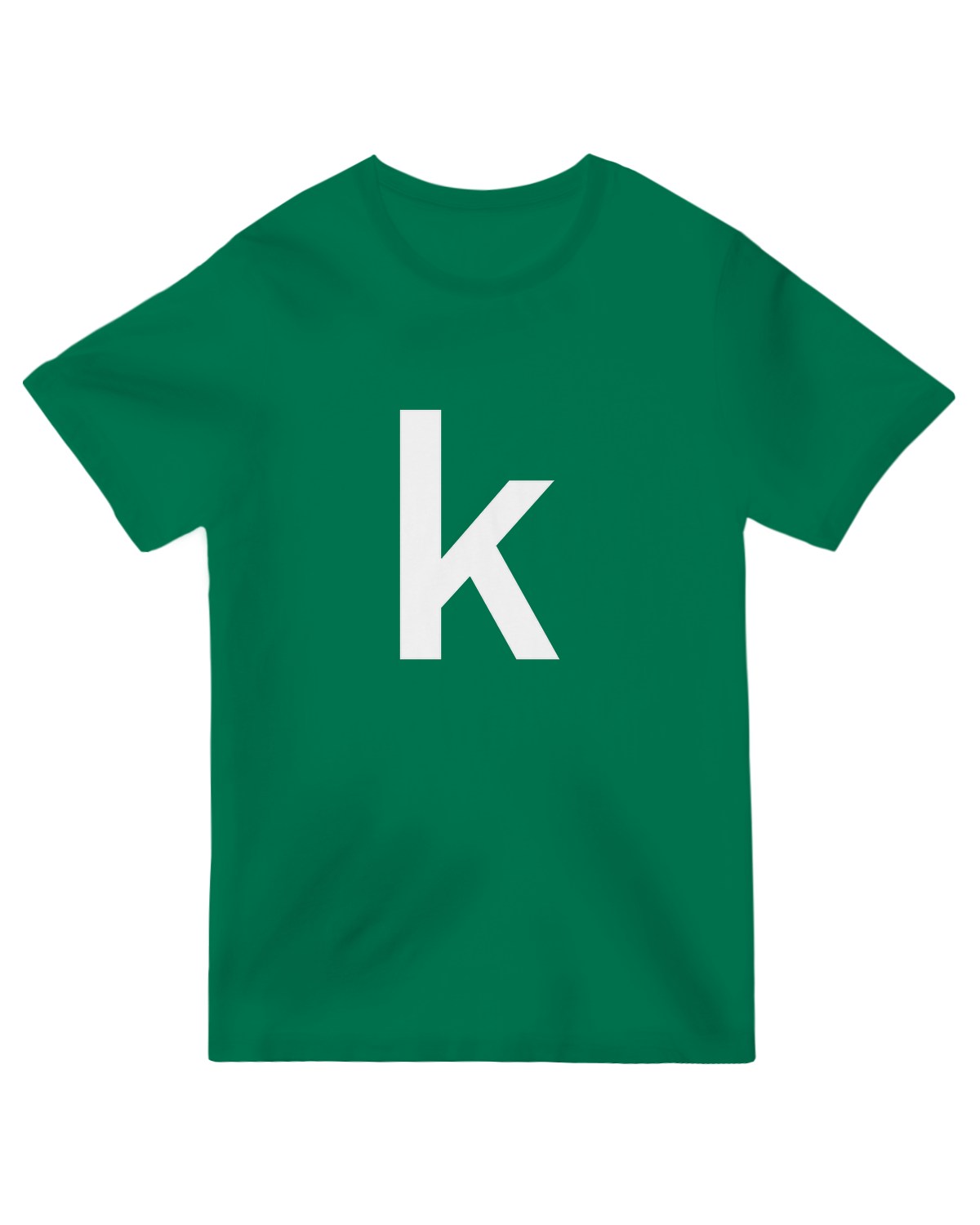 "Minimalist 'k' letter graphic t-shirt – bold typography on oversized cotton tee for simple style"