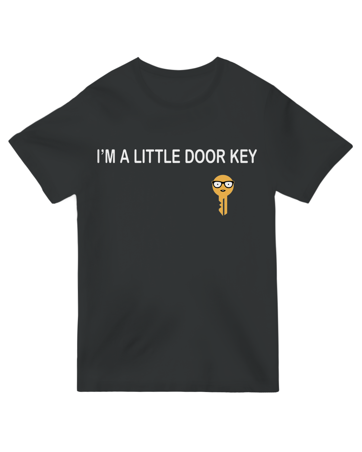 "Whimsical 'I'm A Little Door Key' t-shirt with vintage key illustration, Alice in Wonderland inspired bookish apparel"