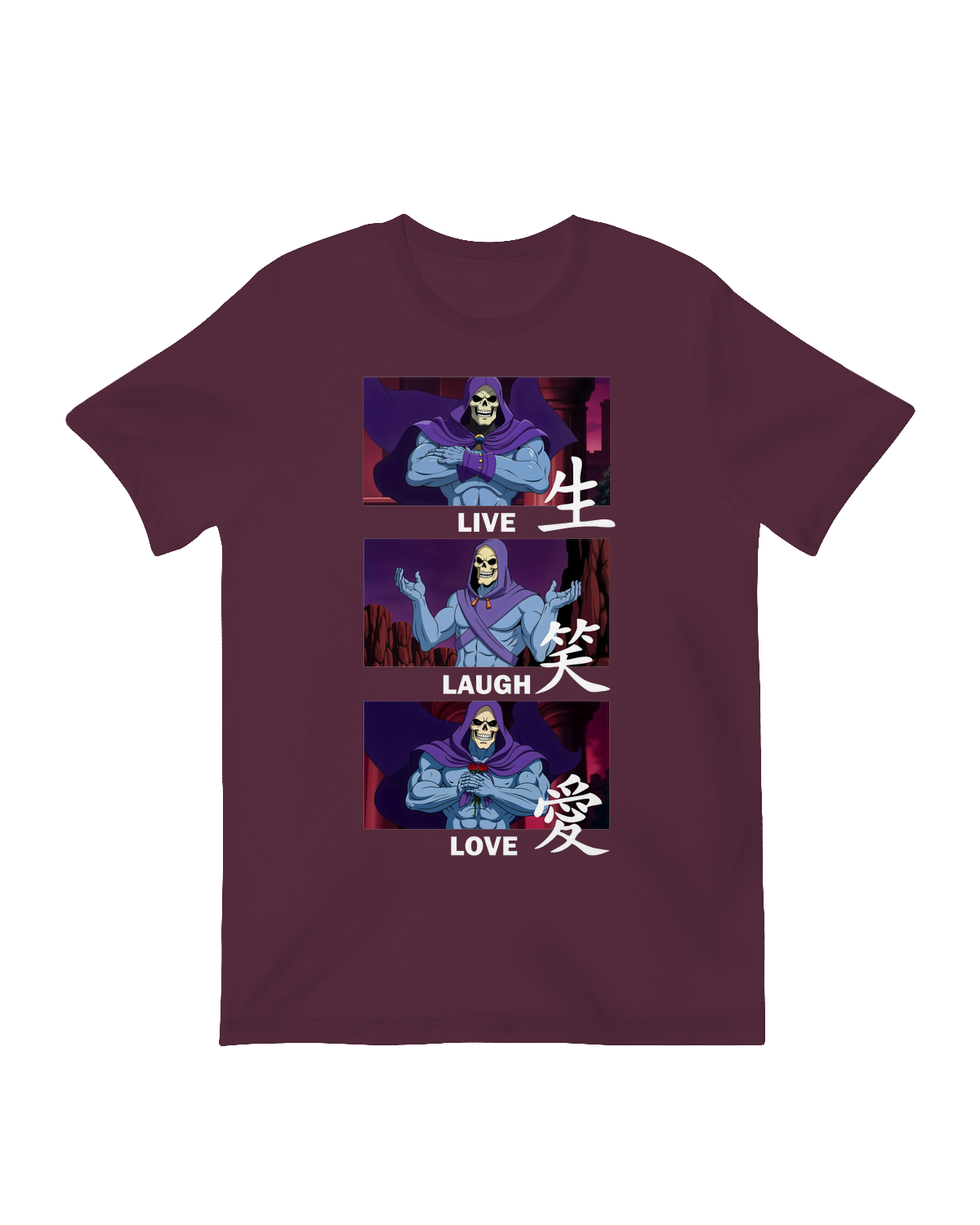 "Gray ‘Live Laugh Love’ t-shirt with distressed typography, modeled outdoors for boho-inspired lifestyle aesthetic"