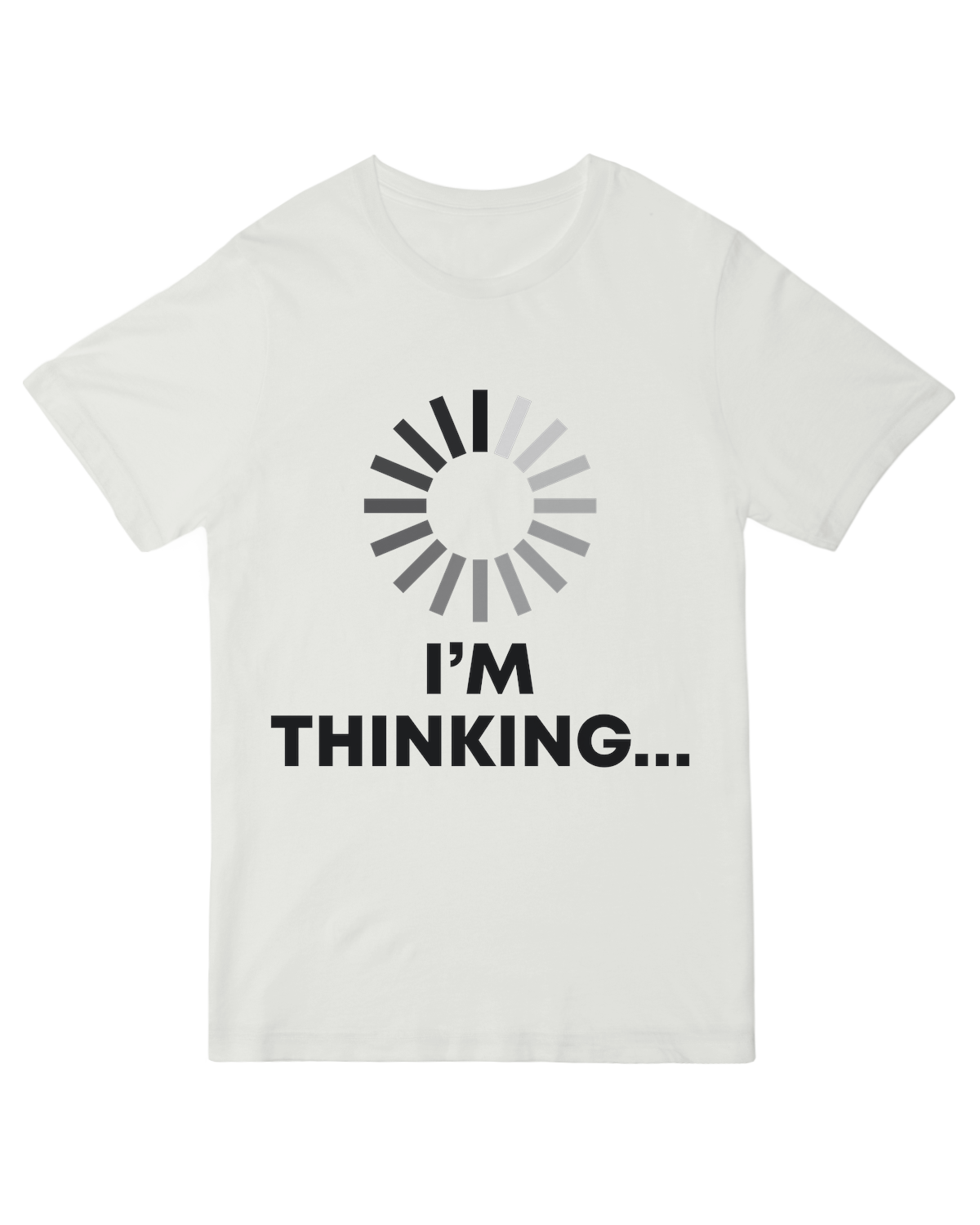 "Black 'I'm Thinking (Loading...)' nerdy t-shirt with tech humor text - cotton tee for programmers and introverts"