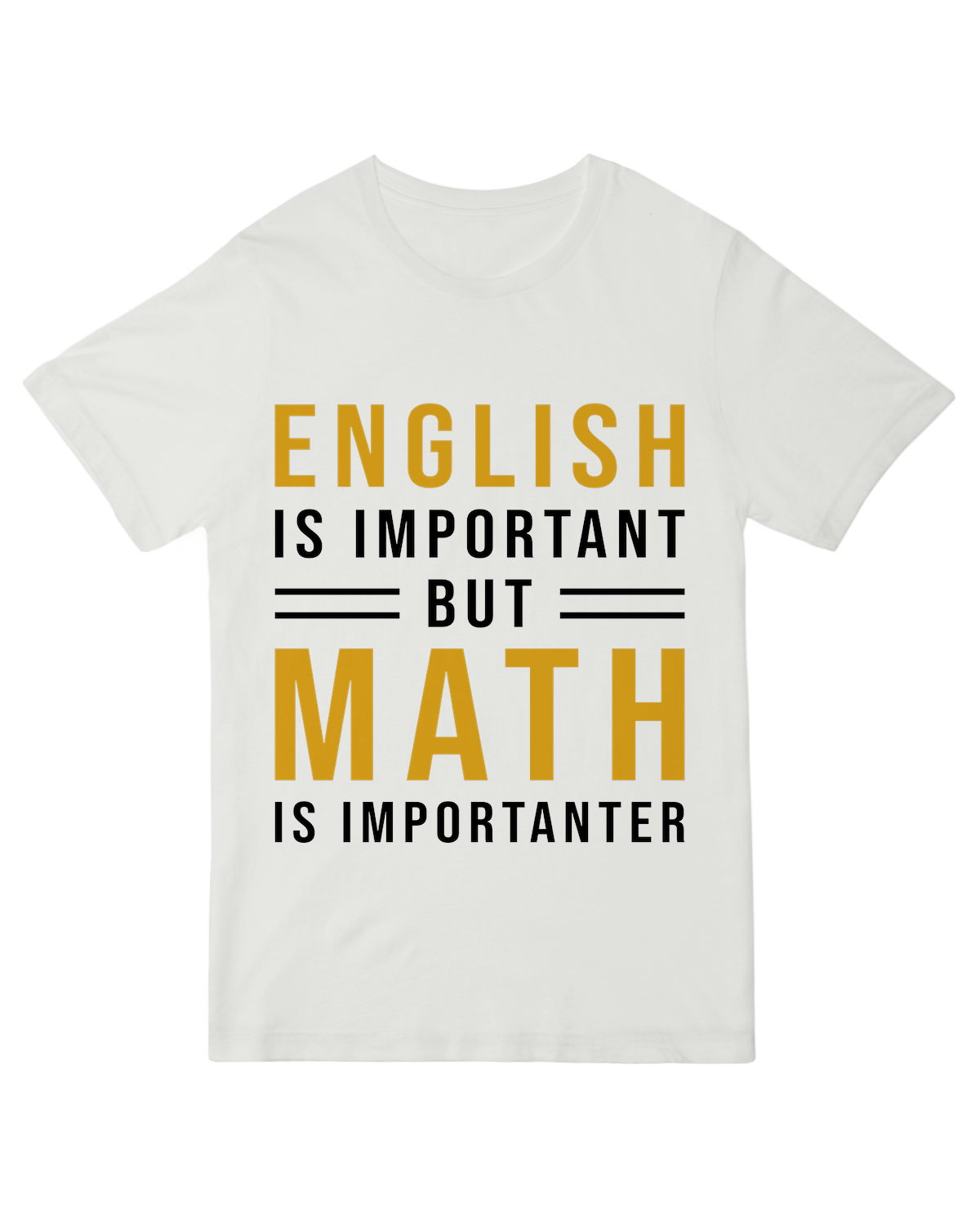 "Black 'Math is Importanter' humorous t-shirt with algebra vs grammar design - cotton geek tee for teachers and students"