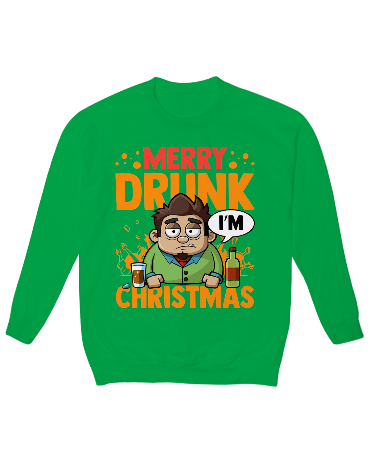 "Merry Drunk, I'm Christmas" funny adult holiday fleece crewneck sweatshirt - festive party apparel