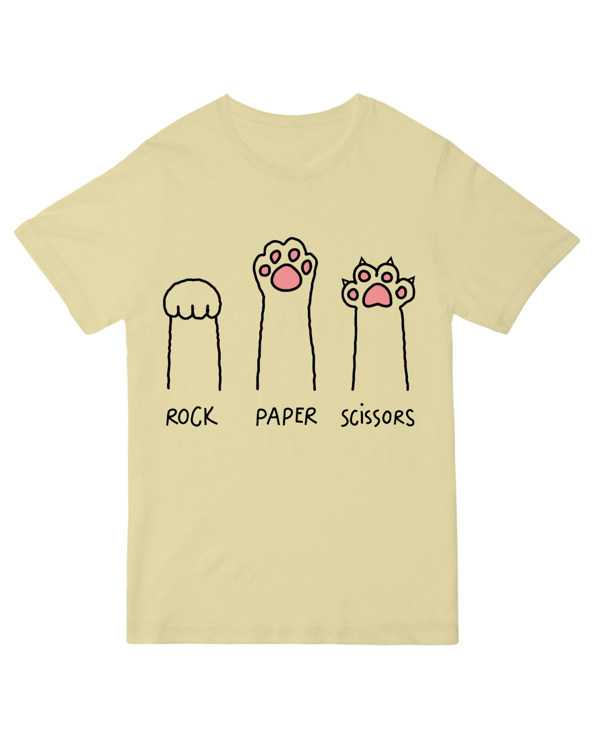 "Soft black t-shirt with subtle white cat paw print design, minimalist pet lover apparel"