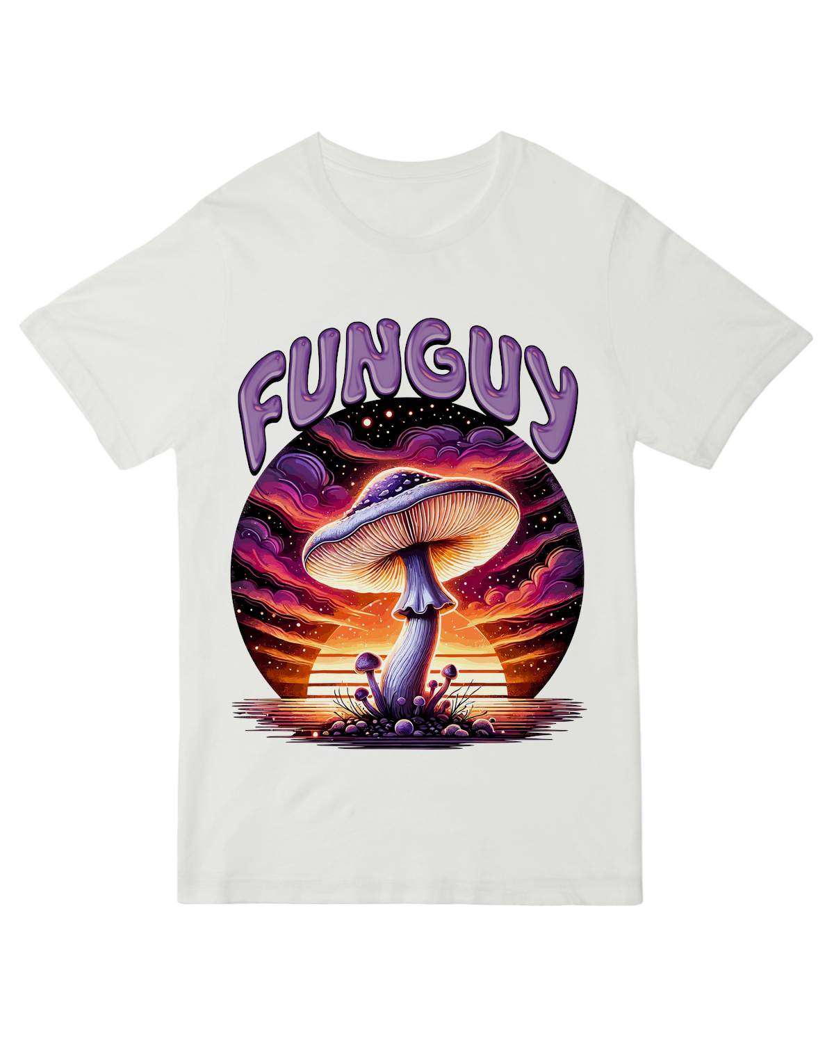 "Olive green 'Fungi Fun Guy' t-shirt with mushroom graphic - nature pun cotton tee for biology lovers and science teachers"