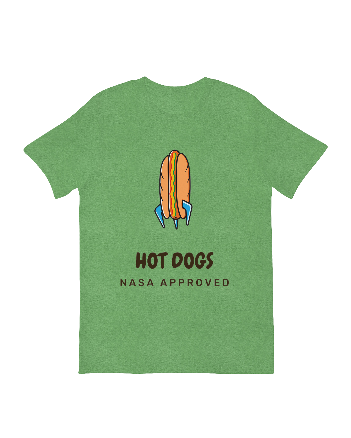 "NASA Approved Hot Dog parody t-shirt - Space-themed meme apparel with official-looking design"
