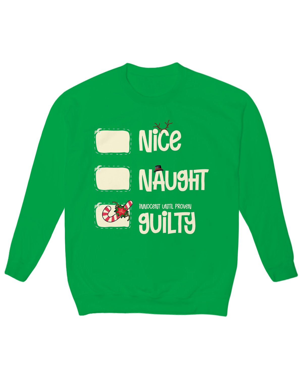 "Naughty List" funny Christmas fleece crewneck sweatshirt - playful adult holiday apparel